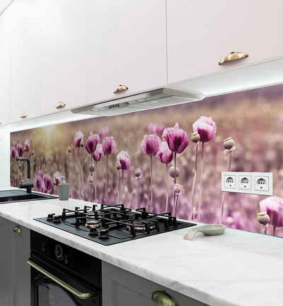 MyMaxxi Dekorationsfolie Küchenrückwand Lila Blumen selbstklebend Spritzschutz Folie