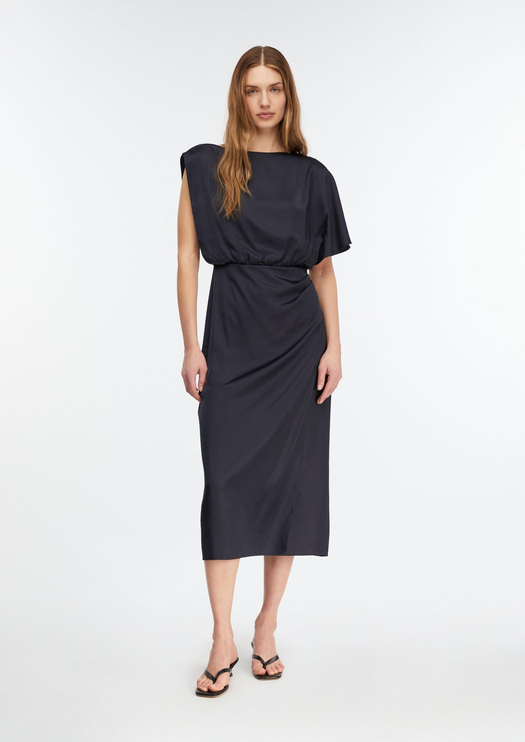 comma Midikleid Kleid Asymmetrisches Satinkleid mit Drapierung