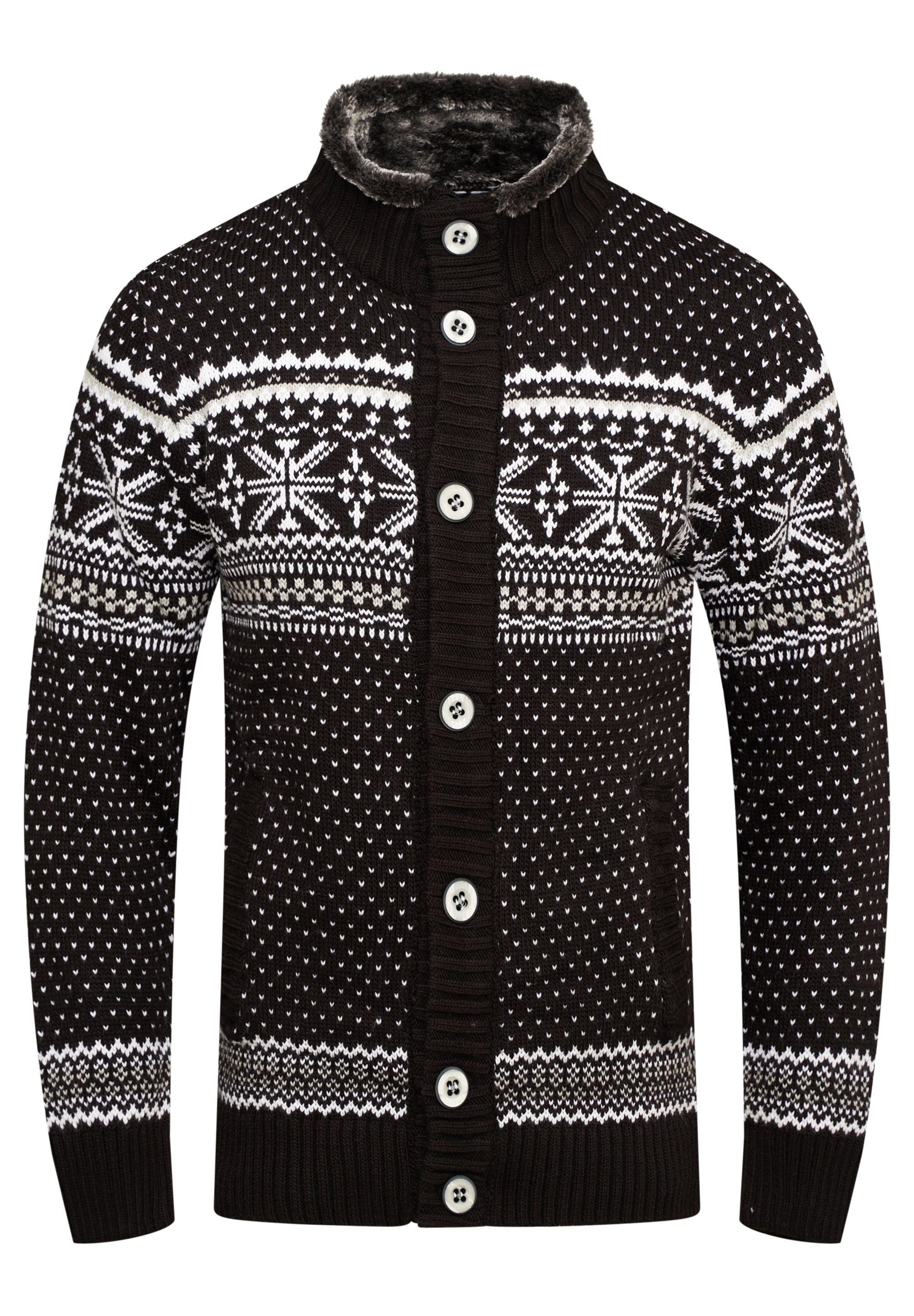 behype Cardigan BKIANA Strickjacke Grobstrick Norweger-Muster günstig online kaufen