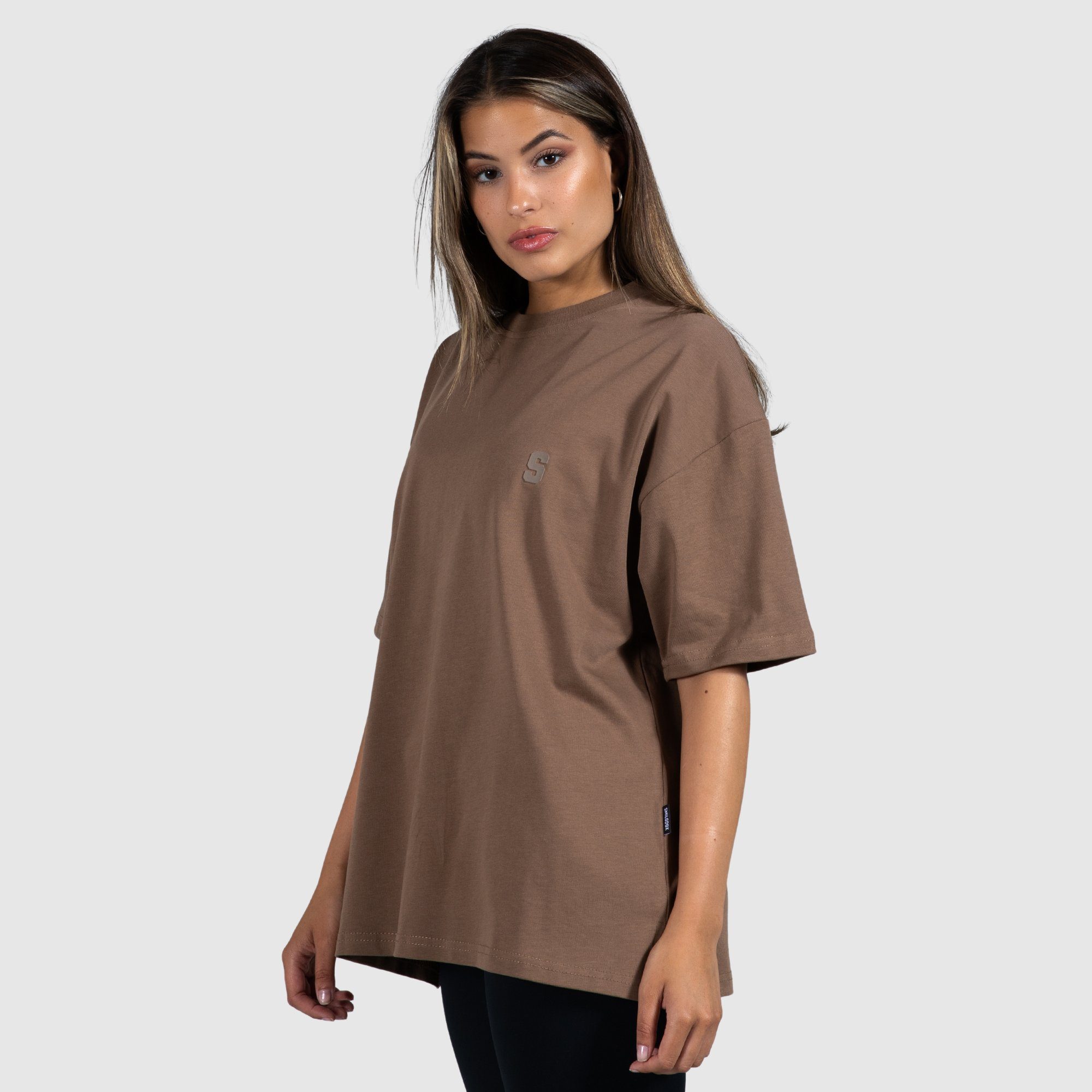T-Shirt Smilodox Braun Oversize, 100% Sina Baumwolle
