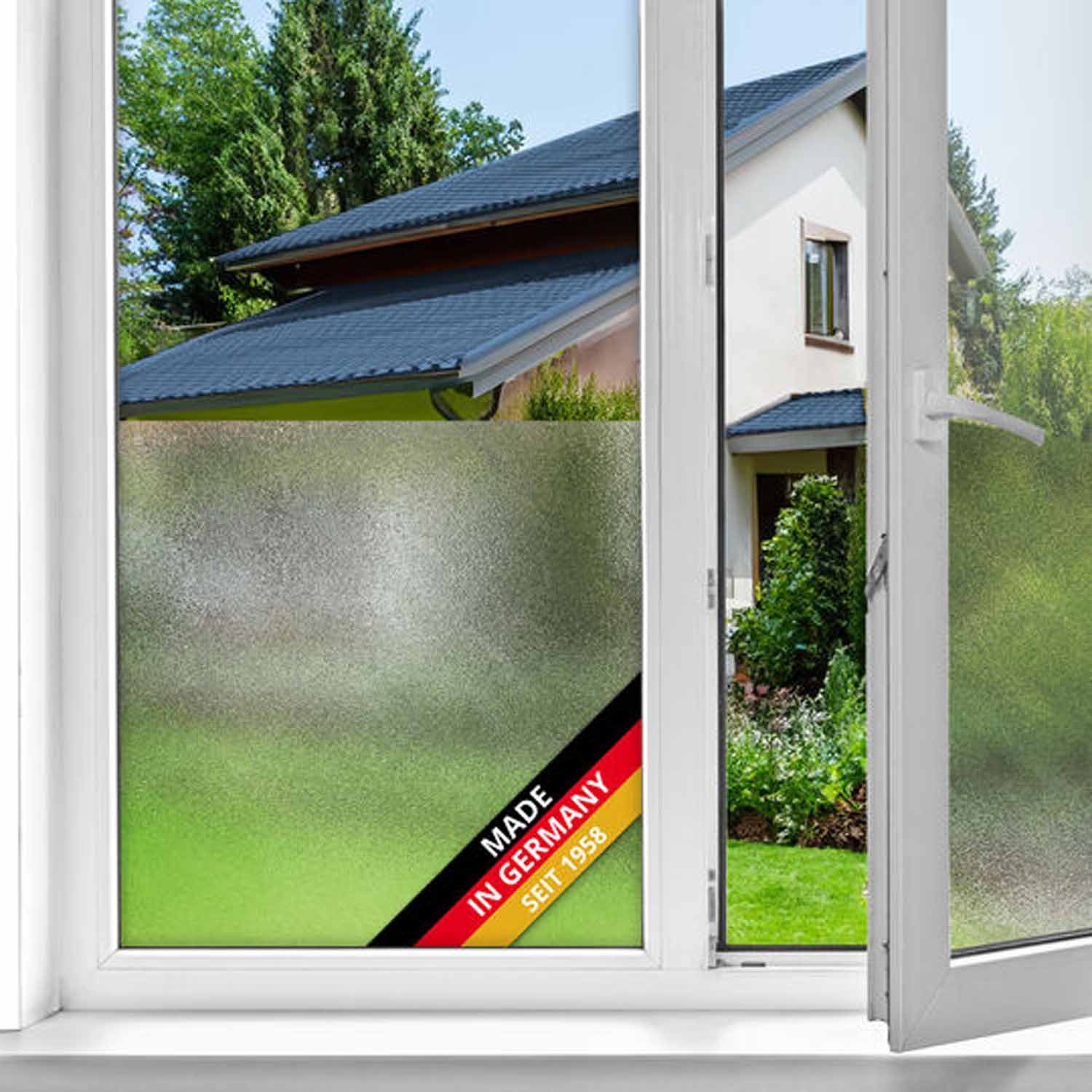 d-c-fix Fensterfolie Milky Sichtschutzfolie selbsthaftend Deko Folie für Fenster innen, Spürbar geprägt, Statisch haftend - Rückstandslos entfernbar & wiederverwendbar