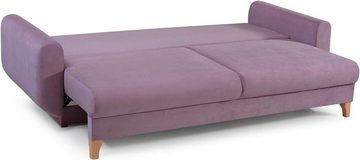 MOEBLO Schlafsofa SAPHIR, Sofa Couch für Wohnzimmer Federkern Sofagarnitur Polstersofa Wohnlandschaft mit Bettfunktion, mit Schlaffuntkion und Bettkasten, - (BxHxT): 232x89x91cm