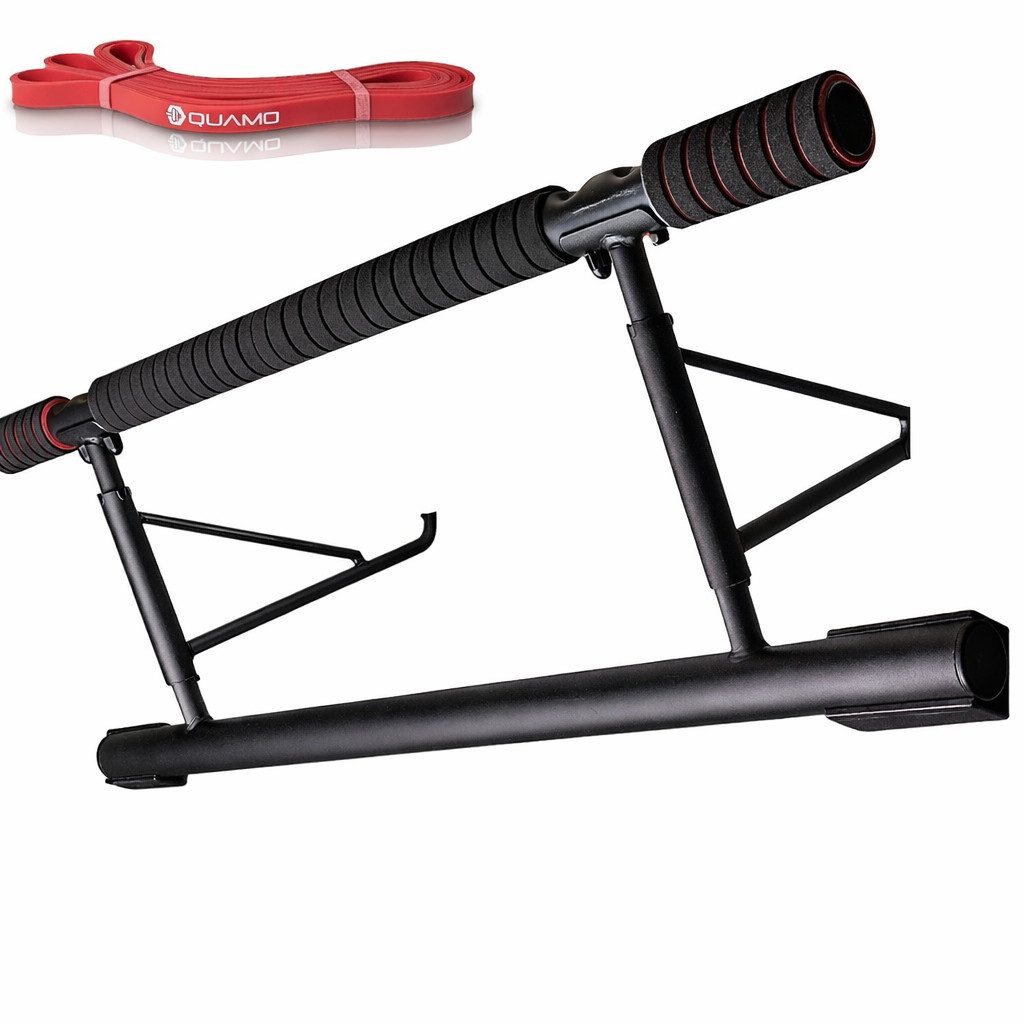 LAVUR Klimmzugstange Klimmzugstange für Türrahmen bis 200 kg, rutschfest & ohne Schrauben, Aluminium, einfache Türmontage inkl. Widerstandsband fürs Home-Workout