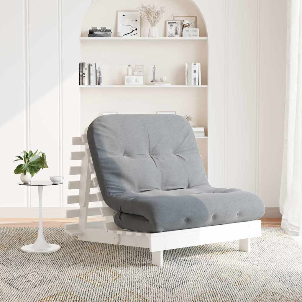 vidaXL Schlafsofa vidaXL Futon Schlafsofa mit Matratze Weiß 80x206x11 Massivholz Kiefer