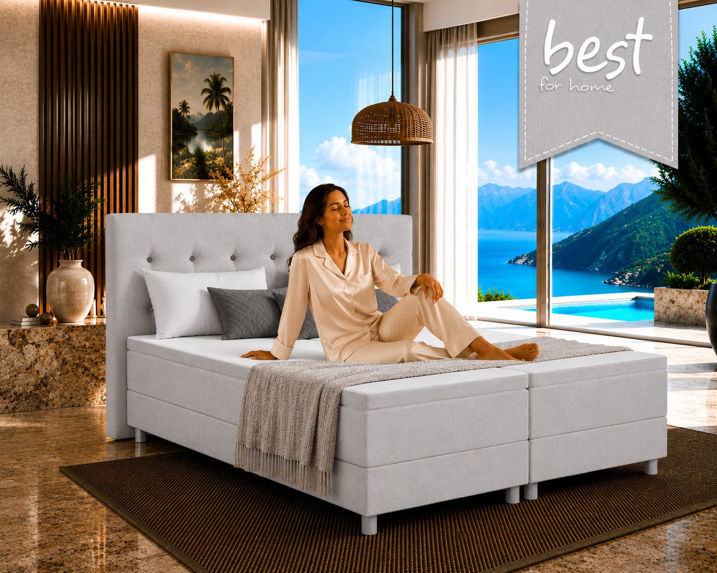 Best for Home Boxbett Neo Sawana Komfortable Bonellfederkernmatratze mit 5 cm Topper (Komplettbett, 4-St., 90x200 120x200 140x200 160x200 180x200 200x200), 7-Zo – Bild 2 von 5