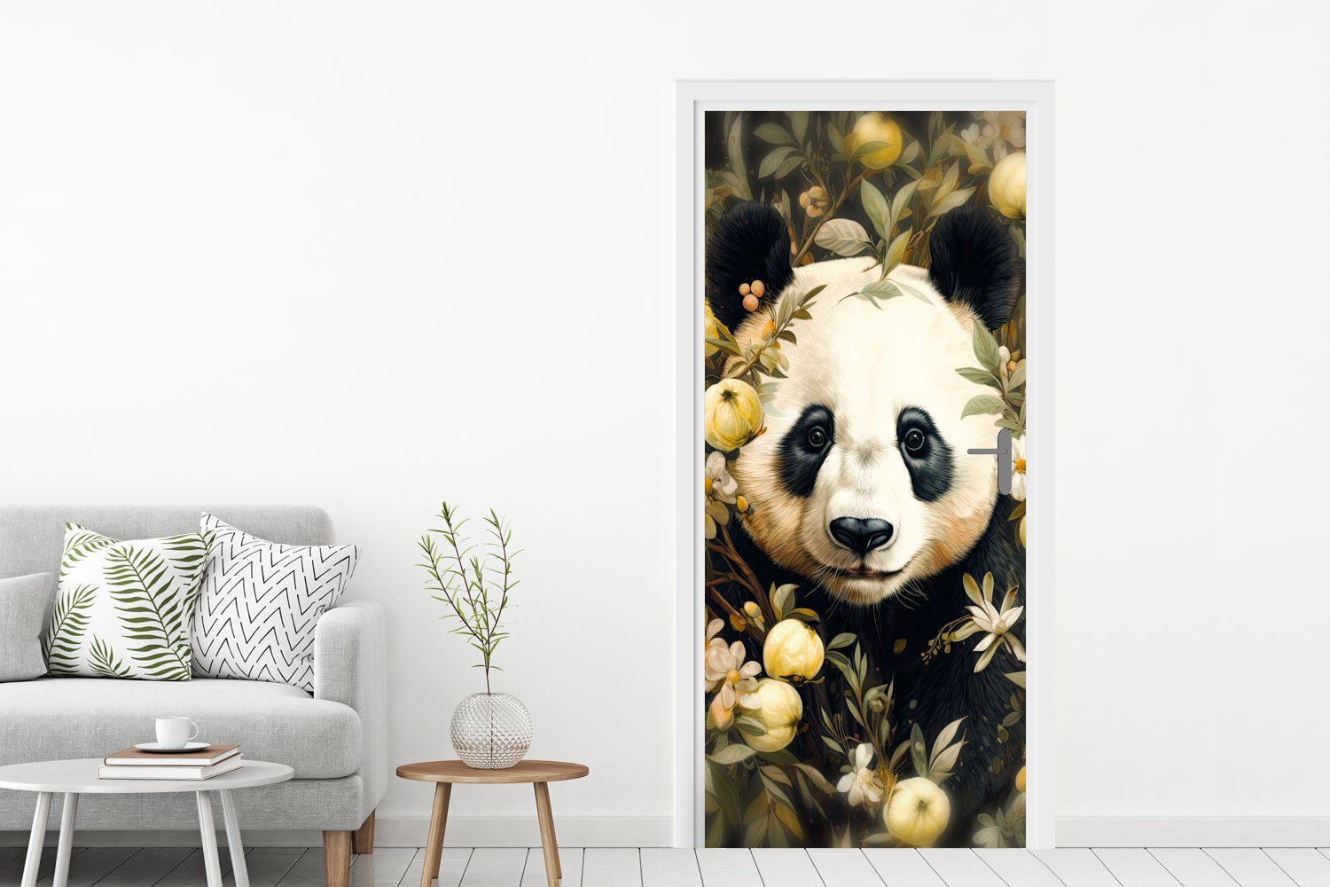 Fototapete cm Tür, - bedruckt, Türaufkleber, - Türtapete Wildtiere Panda Matt, Pandabär (1 Blumen, für 75x205 St), MuchoWow -