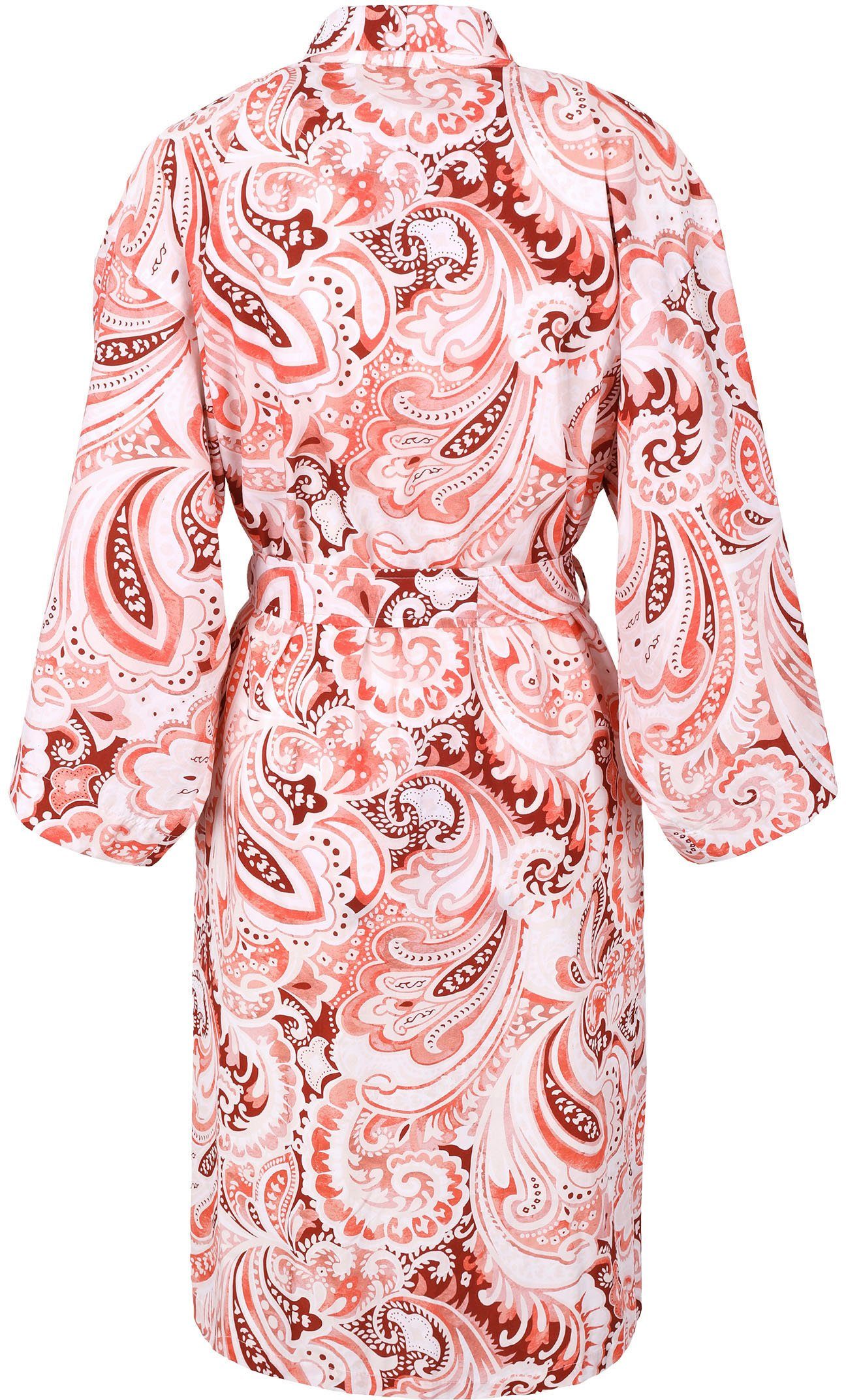 Möve Kimono-Kragen, Gürtel Morgenmantel, Kurzform, sienna Baumwolle,