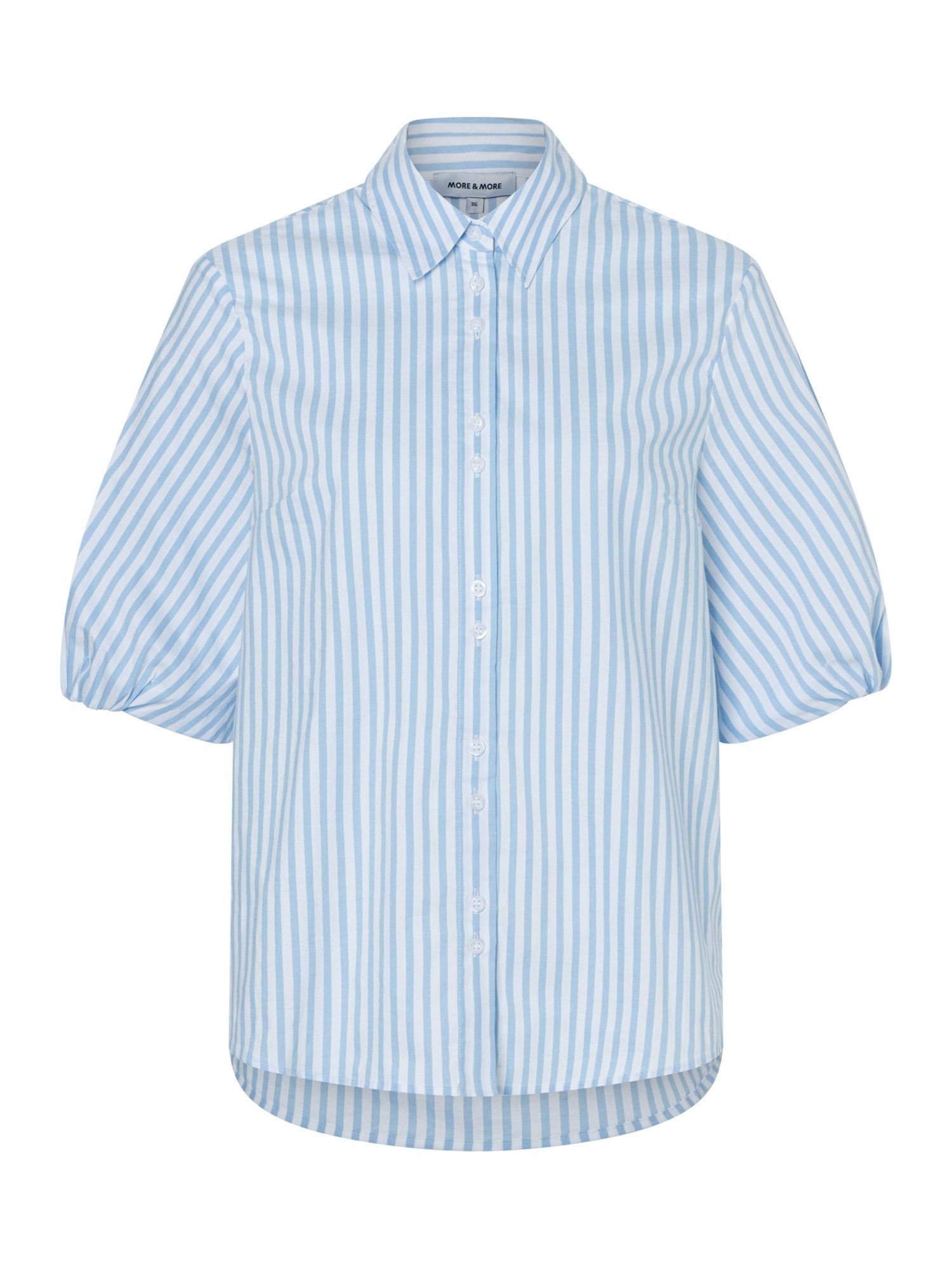 MORE&MORE Kurzarmbluse feminine, gestreifte Kurzarm-Puffärmelbluse