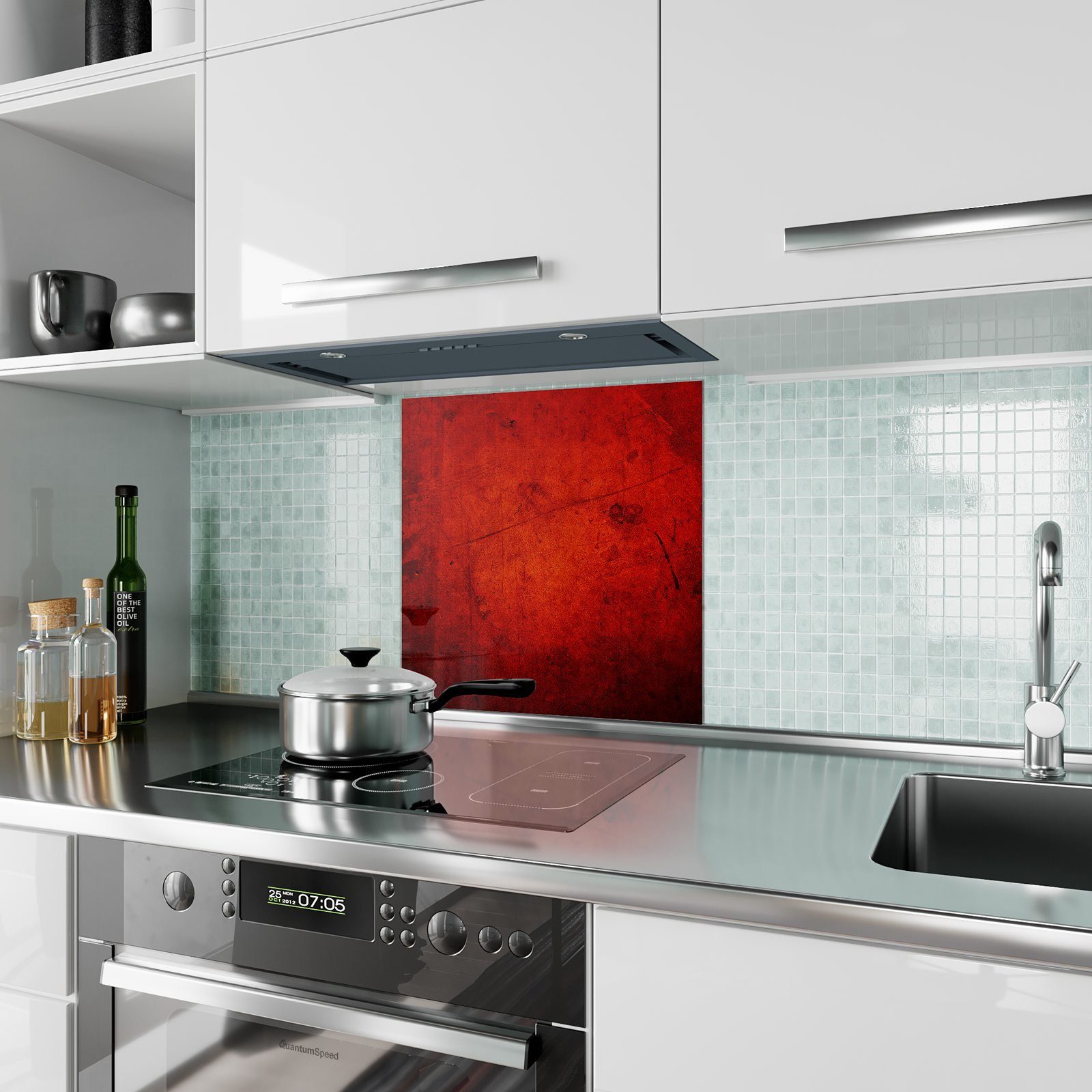 Primedeco Roter Küchenrückwand Spritzschutz Motiv Hintergrund mit Küchenrückwand Glas