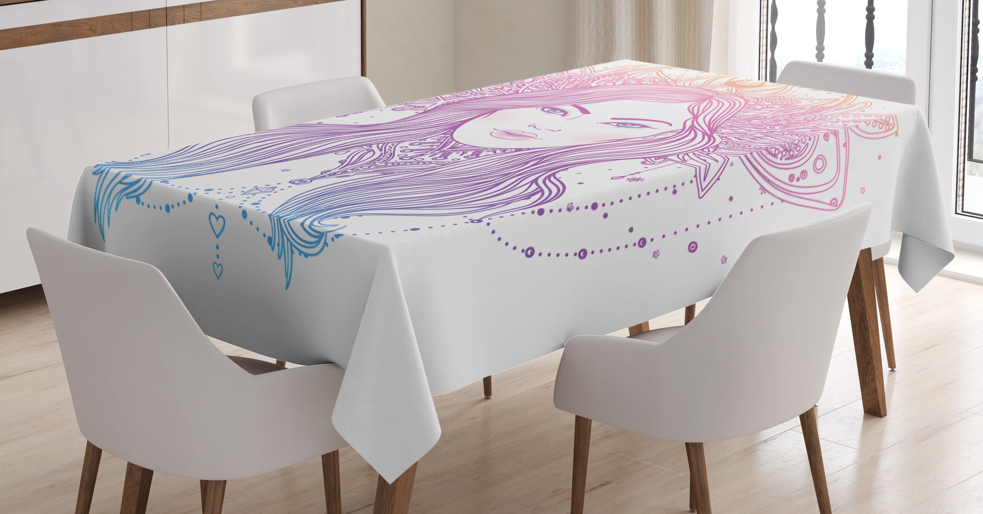 Abakuhaus Tischdecke Farbfest Waschbar Für den Außen Bereich geeignet Klare Farben, Bunt Schönheitsasiat Göttliche Mädchen