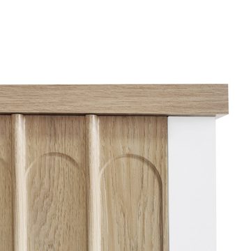 OKWISH Sideboard Kommode (Design in Weiß und Holzfarbe, 120 x 40 x 80 cm), Landhausstil Sideboard