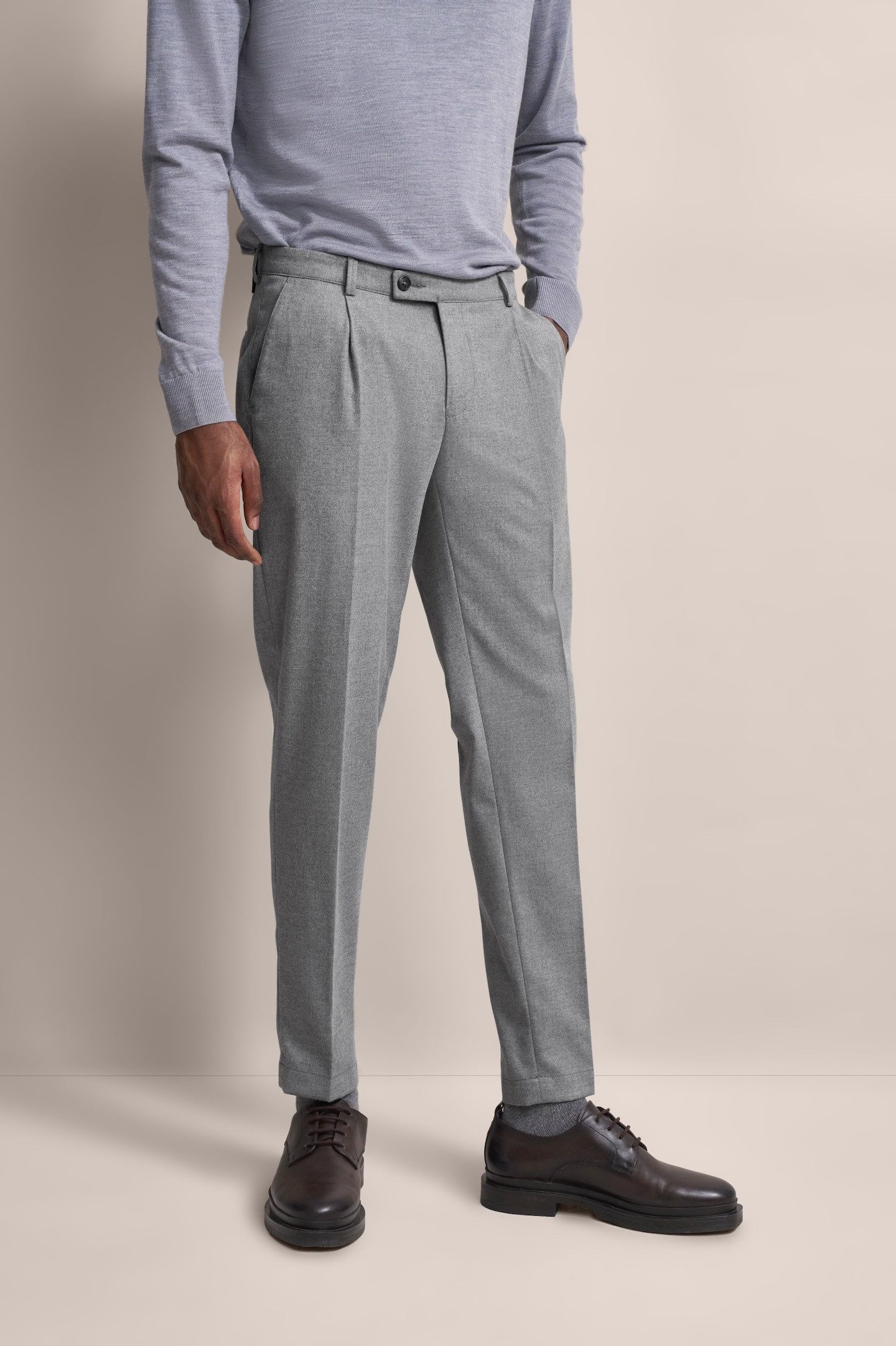 bugatti Bundfaltenhose mit Modern-Flanell-Soft-Touch