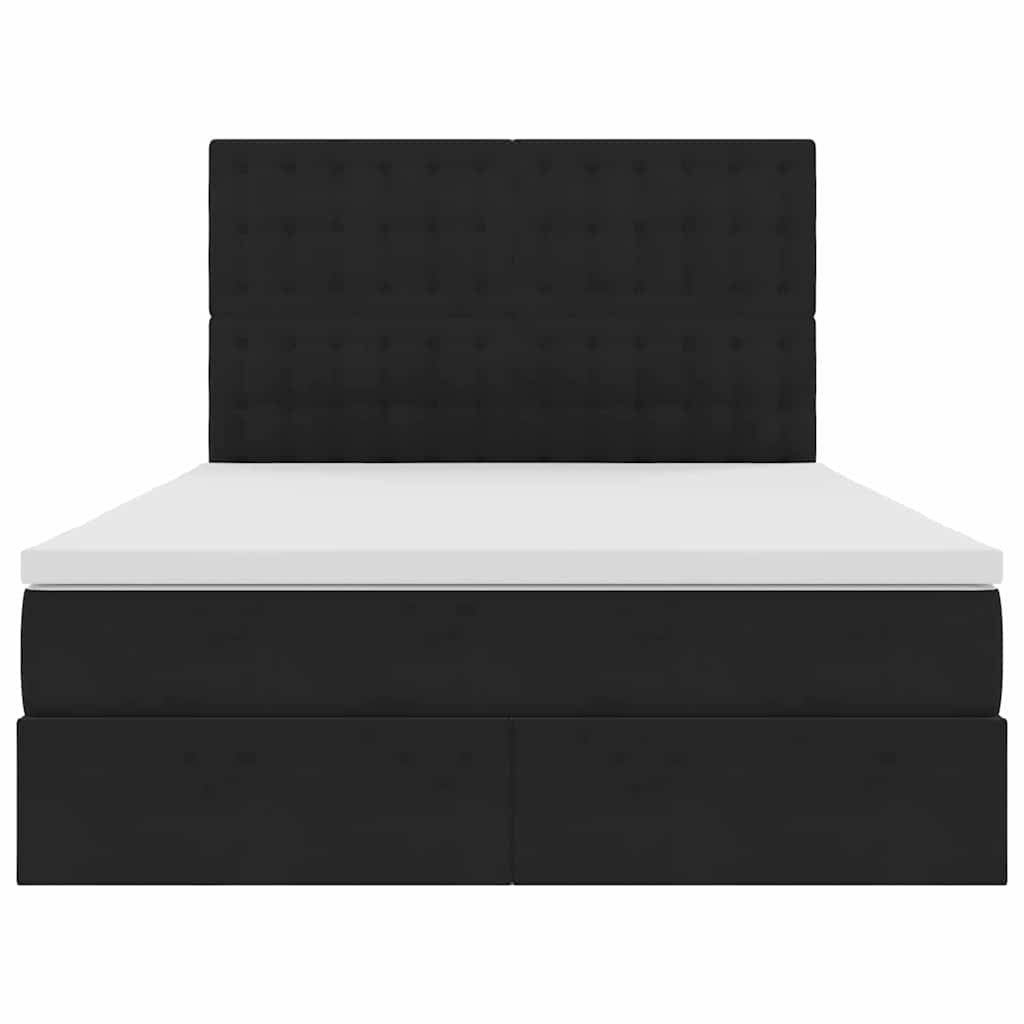 vidaXL Bed with Storage and LED Lighting, Black, 140 x 190 cm, Velvet (1-piece)
