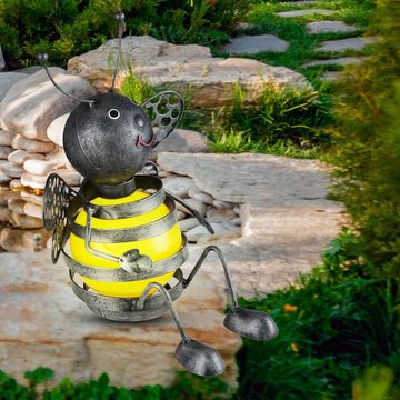 etc-shop Gartenleuchte, LED-Leuchtmittel fest verbaut, Solar Biene außen Biene Deko Gartenfiguren für Außen Metall