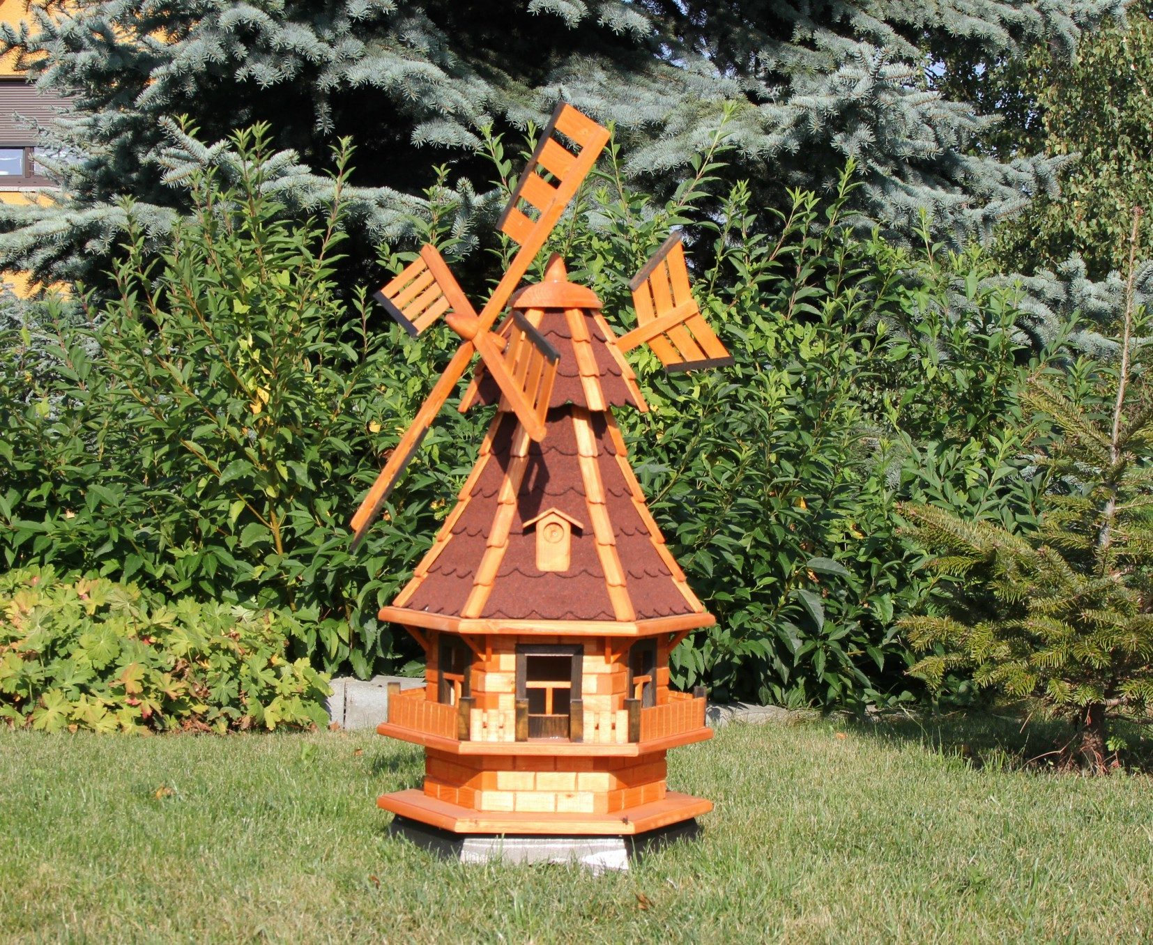 Holzdekoladen Deko-Windrad Wetterfeste Holzwindmühle, Gartenwindmühle mit günstig online kaufen