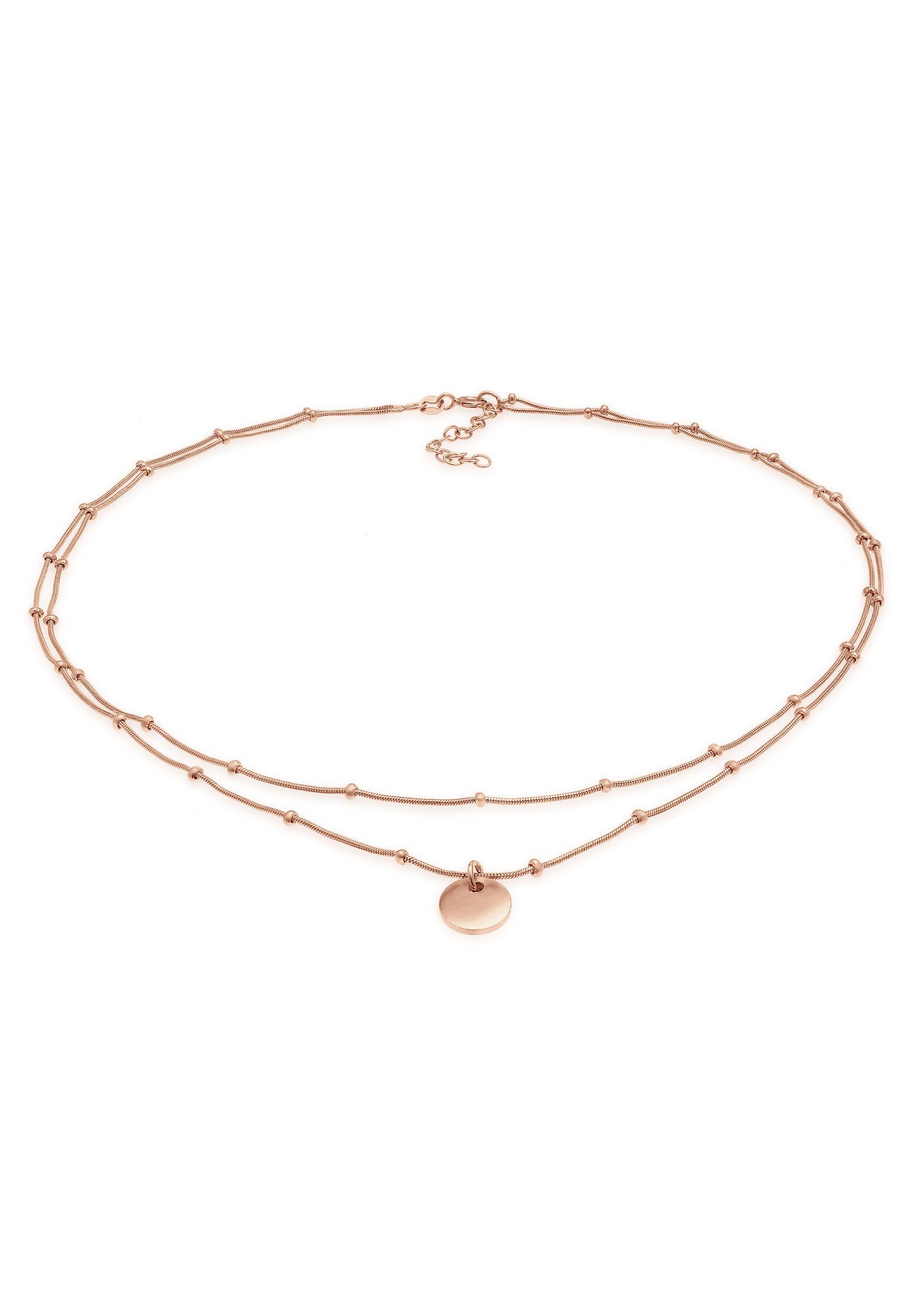 Elli Collier Choker Layer Plättchen Kugelkette 925 Silber