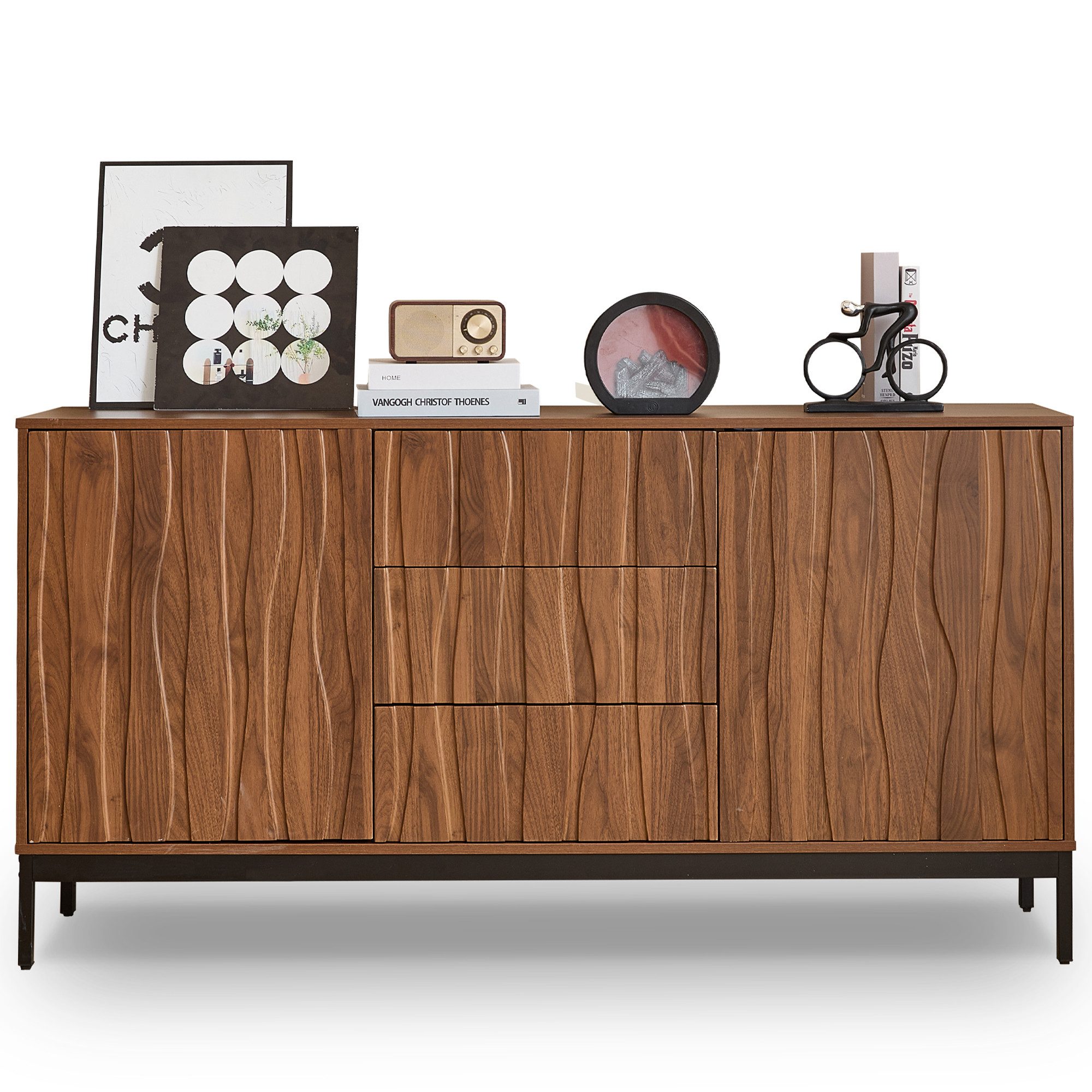 Merax Sideboard Skandi mit 2 Türen und 3 Schubladen (Landhausstil, Aktensch günstig online kaufen