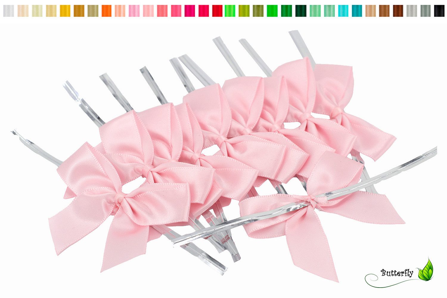 Creativery Streudeko, Satinschleifen 5cm mit entfernbarem Draht 10 Stück Rose