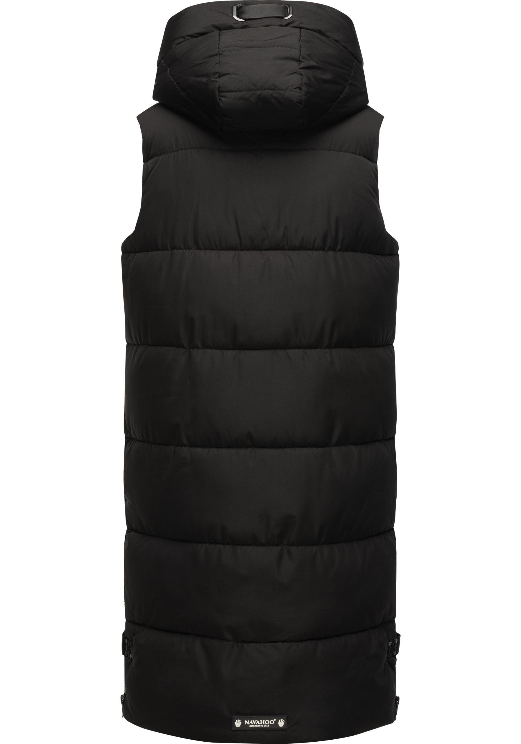 Navahoo Steppweste Schnuffelchen (1-tlg) warme Damen Outdoor-Weste lang mit Kapuze