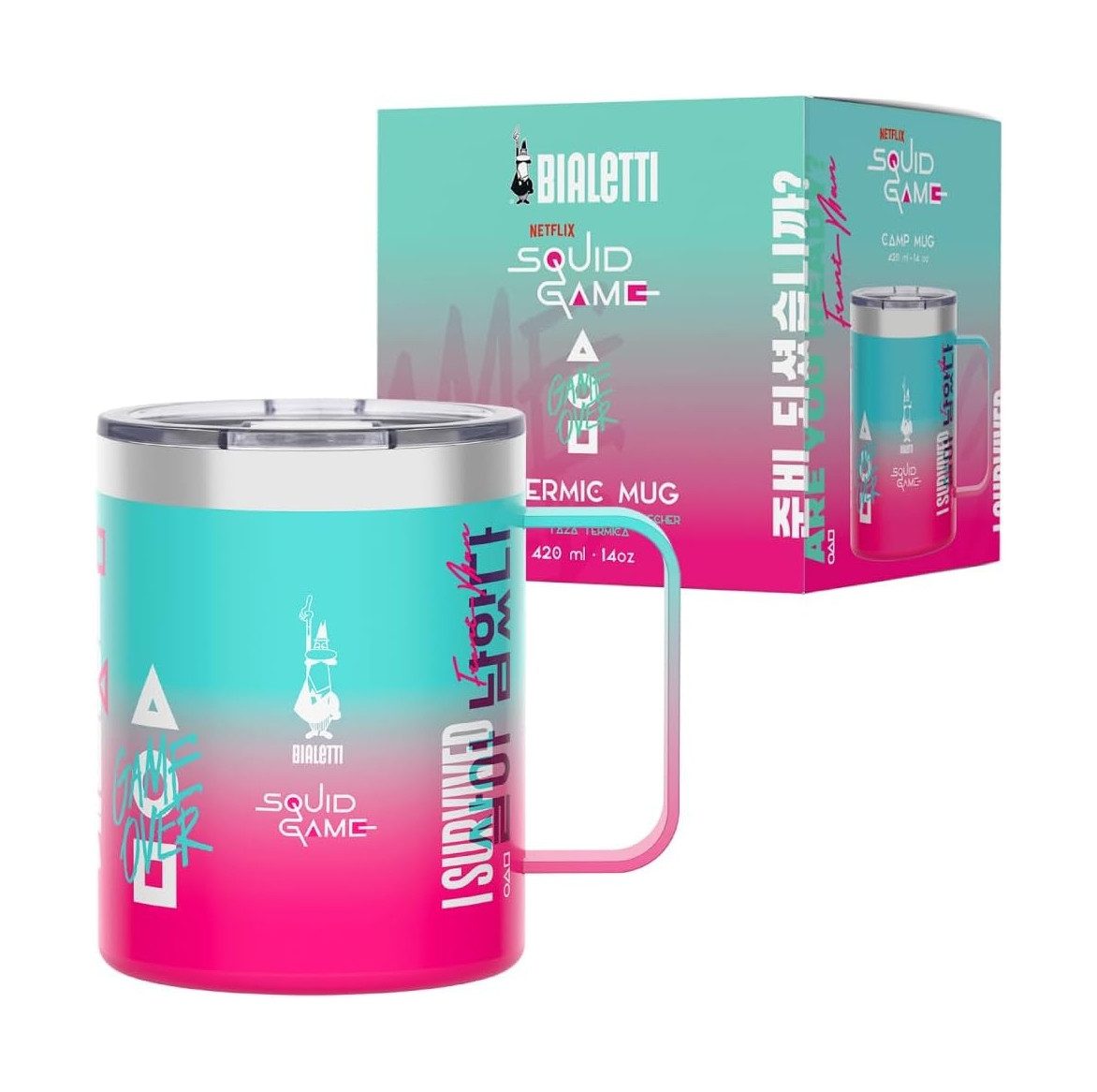 BIALETTI Термокружка Bialetti Isolierbecher Термокружка m. Griff 420ml Edelstahl Squid, Material: Edelstahl