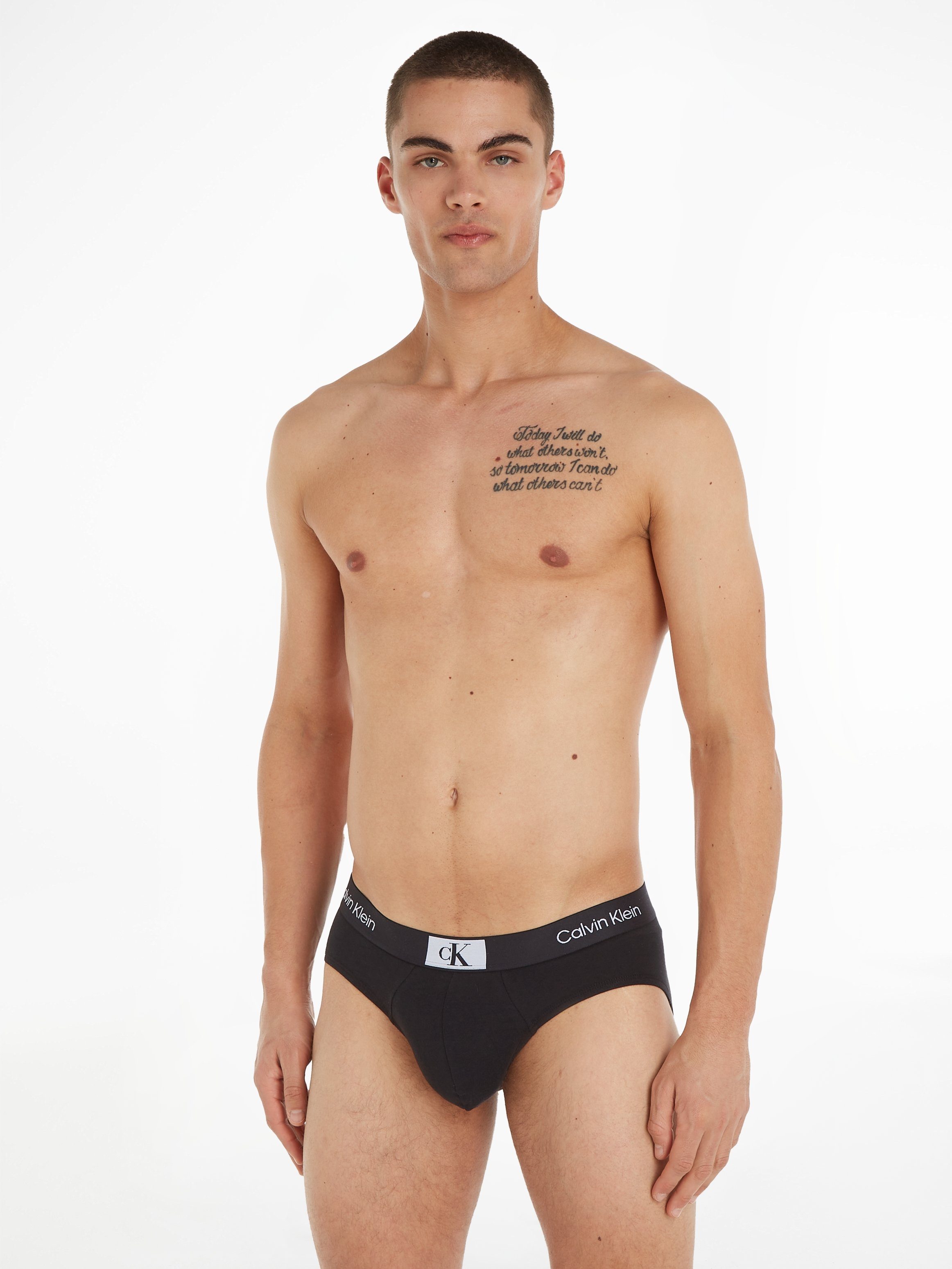 BRIEF Klein Underwear (Packung, Logo-Elastikbund Klein 3PK HIP mit Calvin 3er-Pack) BLACK&-WHITE&-GREY-HEATHER Slip Calvin