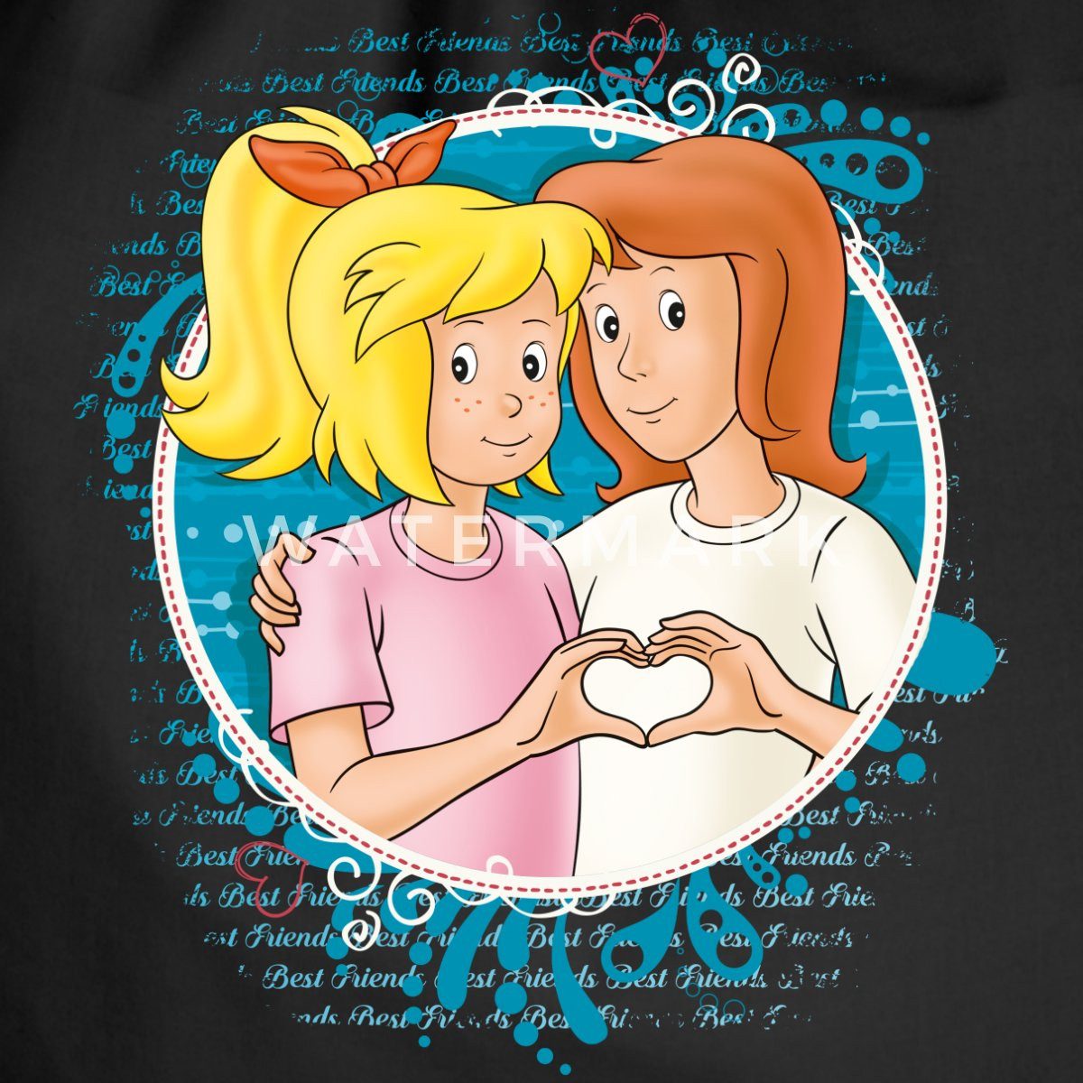 Spreadshirt Turnbeutel Bibi Und Tina Zeichen Der Freundschaft Herz Turnbeutel (1-tlg)