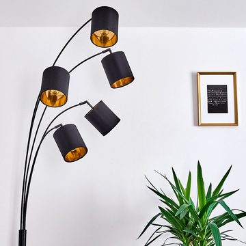 hofstein Stehlampe »Vellai« Stehleuchte aus Metall/Stoff in Schwarz/Gold, ohne Leuchtmittel, 5xE14, moderne Leuchte verstellbare Leuchtenköpfe und Fußschalter