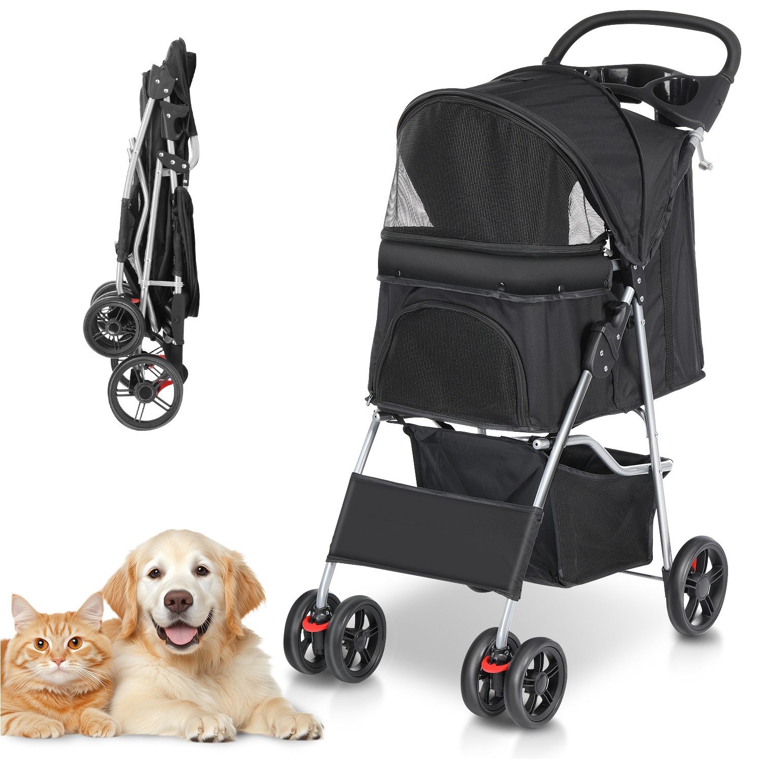 WILGOON Hundebuggy Hundewagen Katzenwagen mit Aufbewahrungskorb, günstig online kaufen