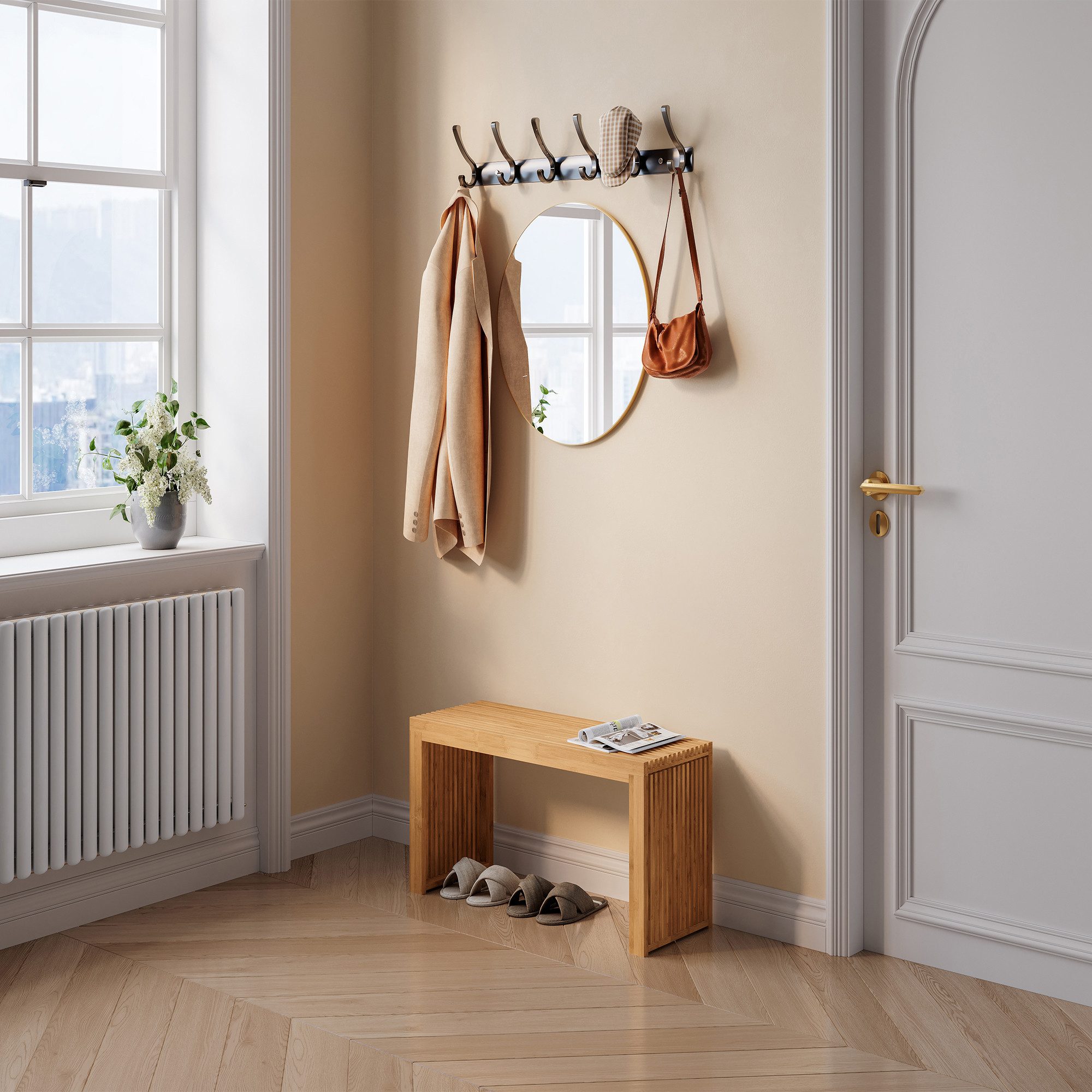 en.casa Schuhbank, »Korjad« Bambus 90 x 33 x 43 cm Natur