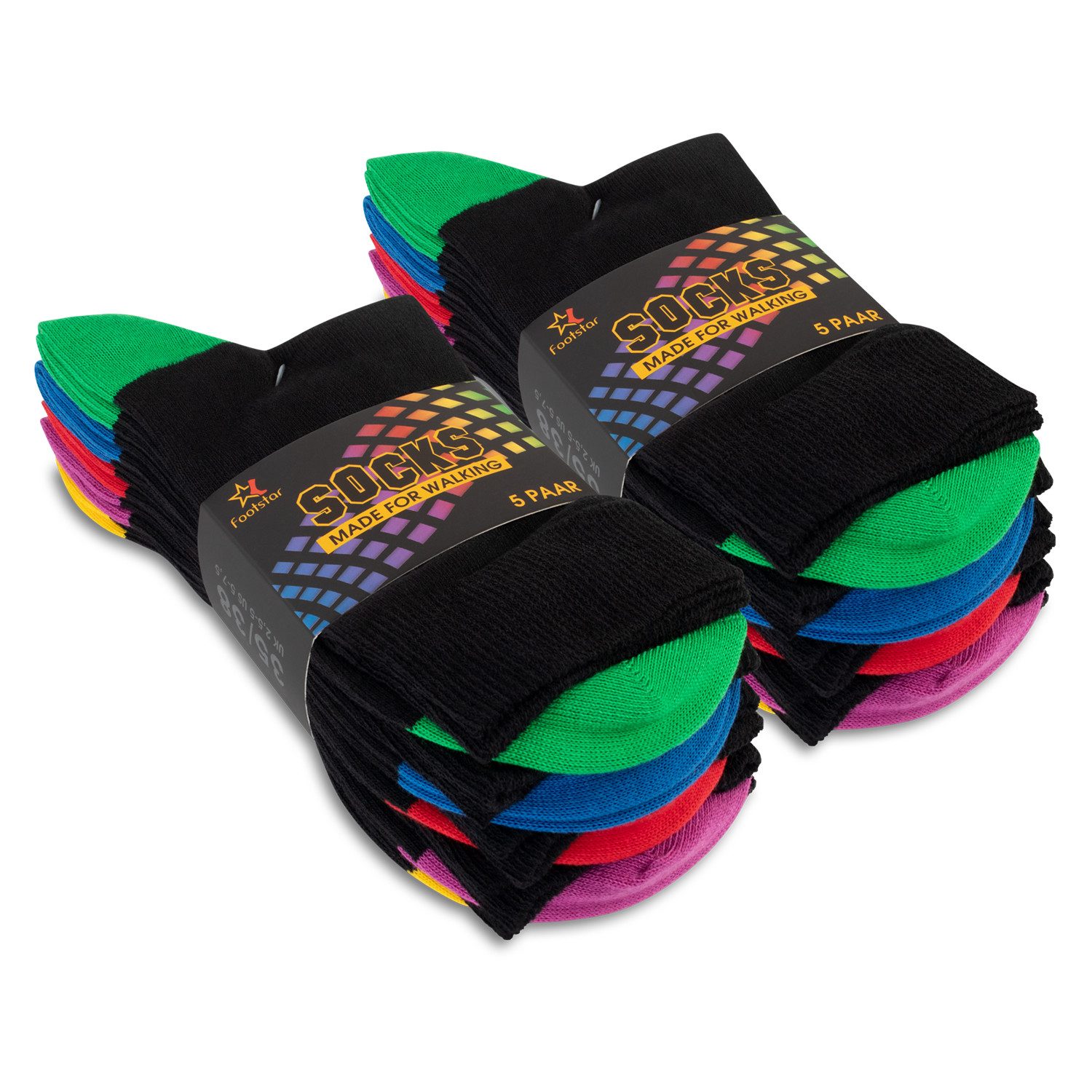 Footstar Basicsocken Damen & Herren Baumwollsocken abgesetzte Ferse/Spitze (10 Paar) – Bild 2 von 5