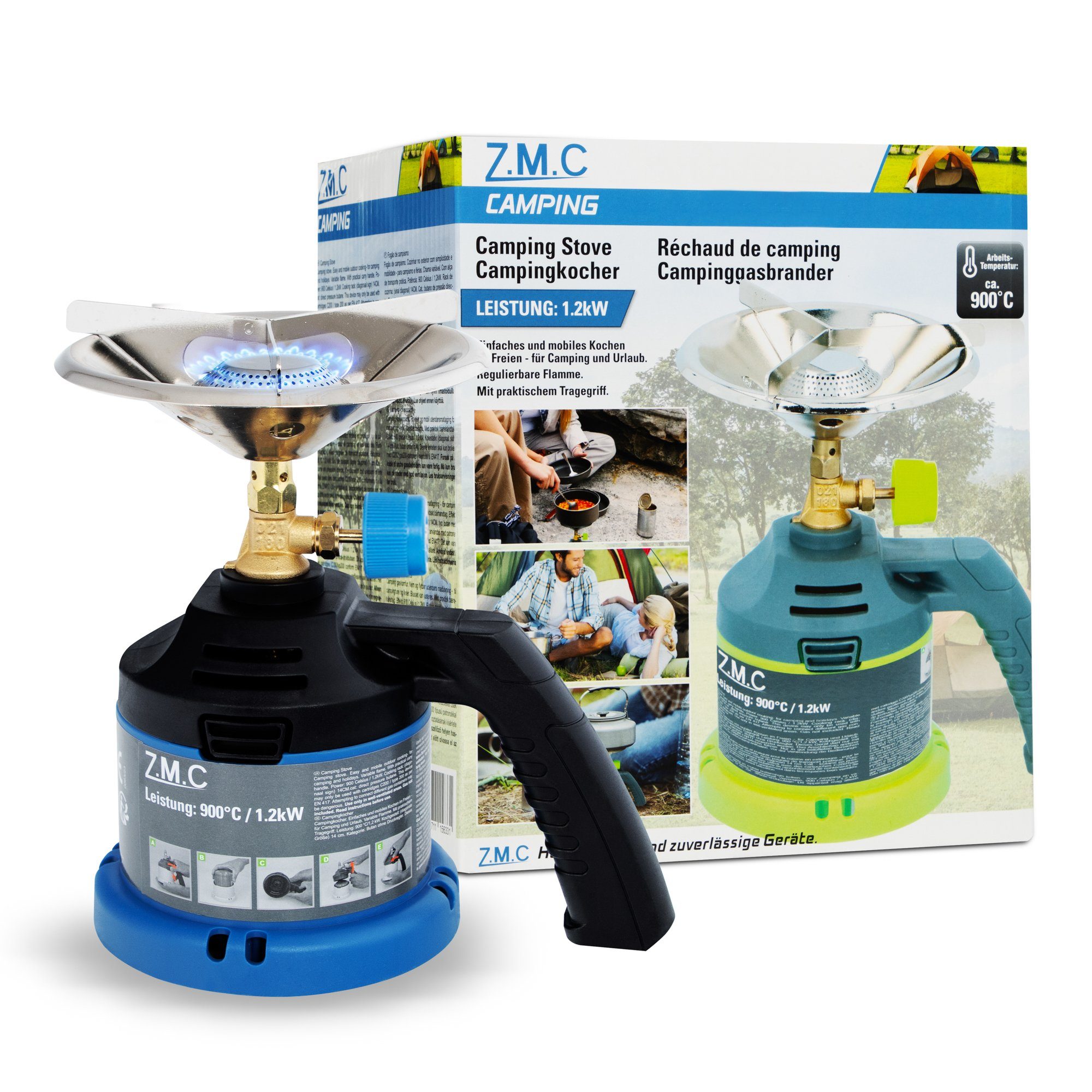 ZMC Gaskocher Tragbare Gaskocher 1-flammig Campingkocher mit Griff Kartuschenkocher, (Geeignet für Camping, Indoor, Indoor/Outdoor, Outdoor, Wandern, Geeignet für Camping, Indoor, Indoor/Outdoor, Outdoor, Wandern), Kochfeld von ZMC