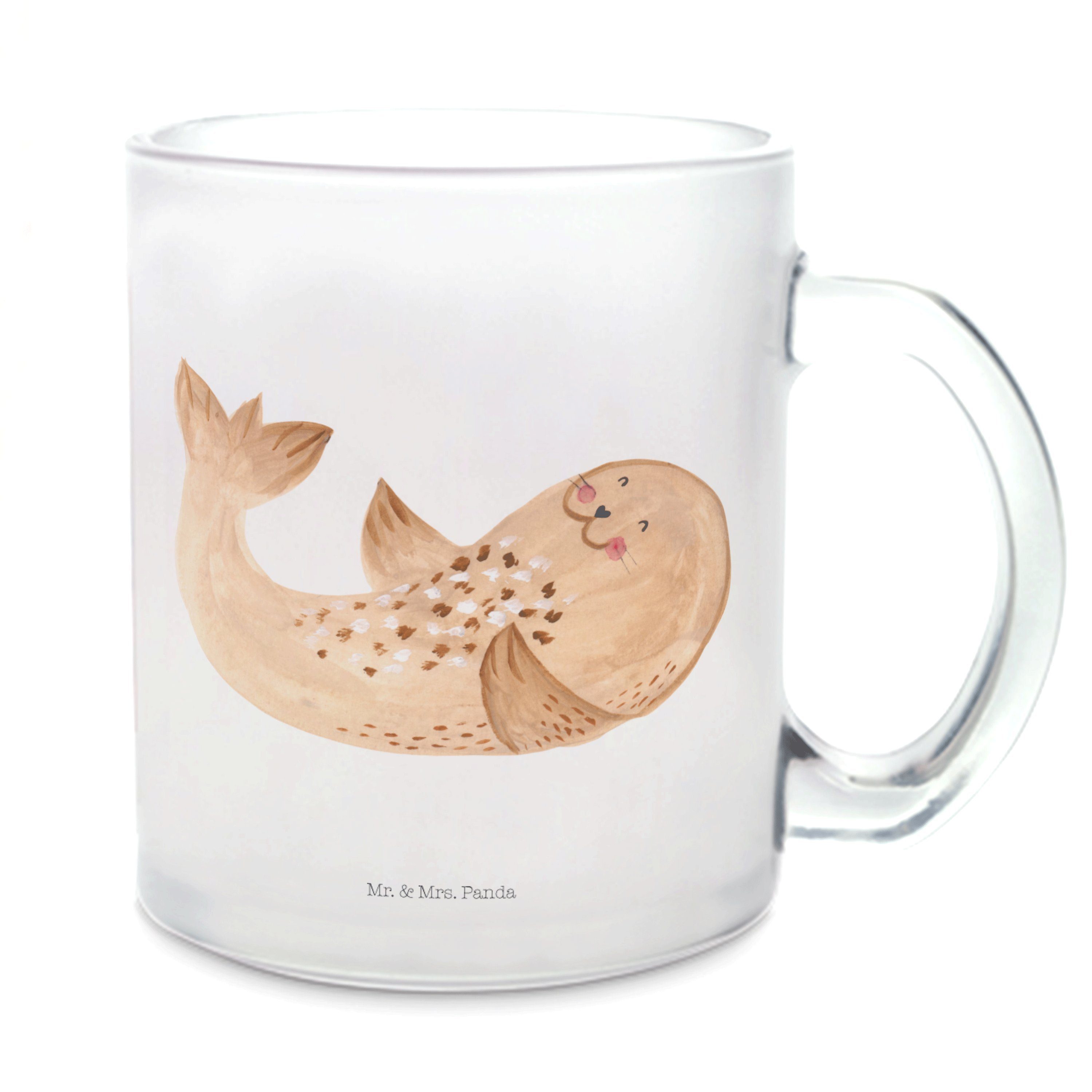 Mr. & Mrs. Panda Teeglas Robbe Liegen Transparent Geschenk, lustige