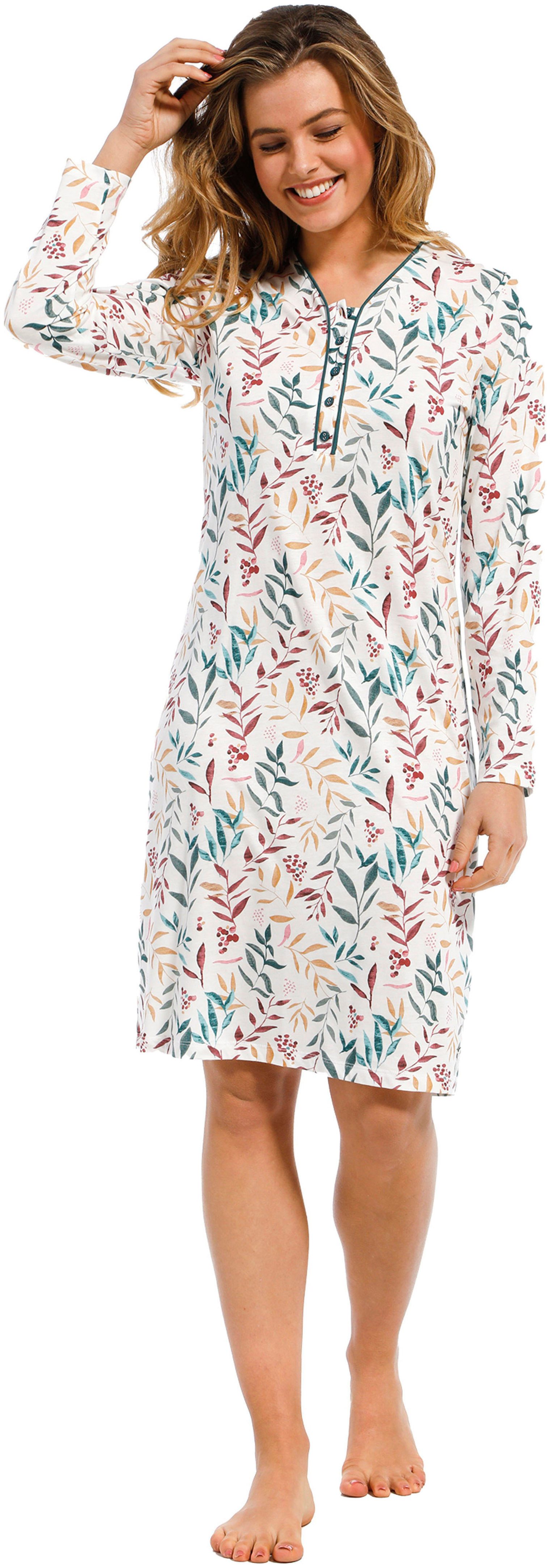 Pastunette Nachthemd Modisches Damen Schlafshirt mit langem Arm (1-tlg) auch in großen Größen