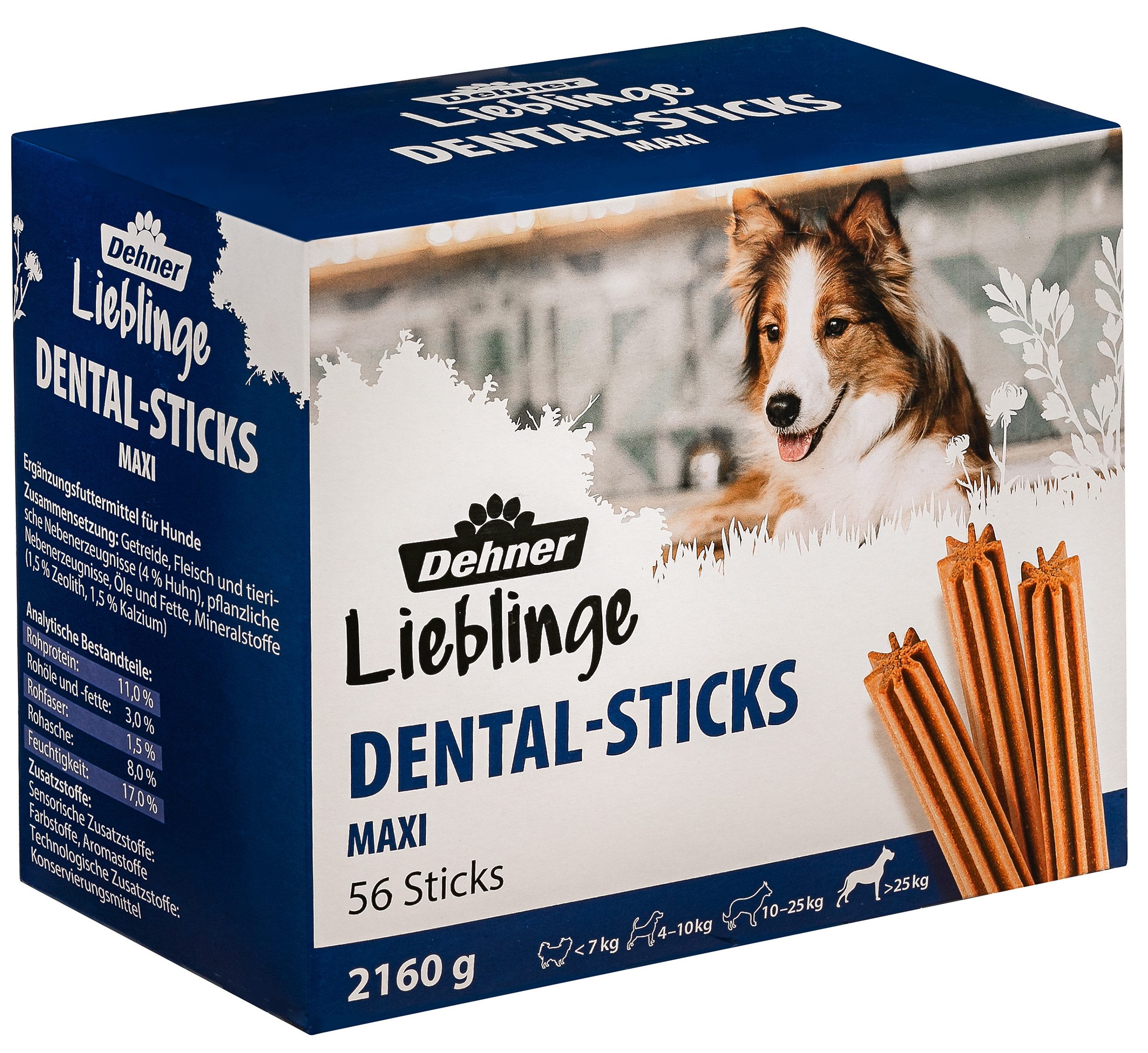 Dehner Lieblinge Hundesnack Zahnpflege Dental Sticks, 56 Stück, zuckerfrei, Snack für: Hunde, Kausnack für ausgewachsene Hunde ab 25 kg