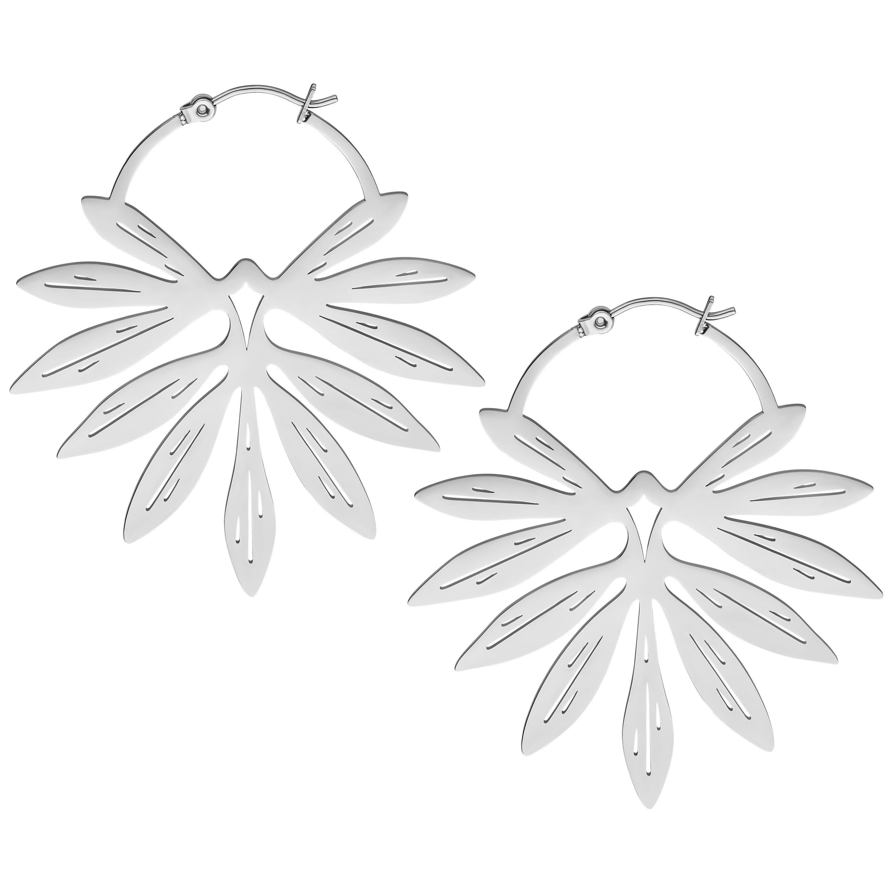 Paar Ohrhänger Bamboo Hoops Pair - Silber