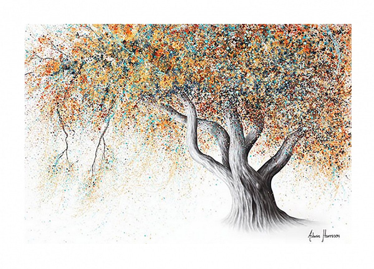 TPFLiving Kunstdruck (OHNE RAHMEN) Плакат - Leinwand - Wandbild, Baum - Abstrakte Bäume in vielen bunten Farben (Leinwand Wohnzimmer, Leinwand Изображения, Kunstdruck), Leinwand bunt - Размер 60x90cm