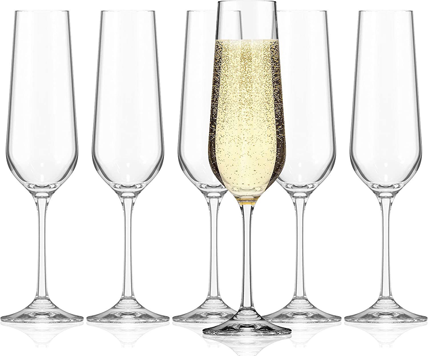 SAHM Sektglas Sektgläser Set 6 teilig - 200ml Sektglas oder Sektkelche, Edles Glas, 100% recyclebar