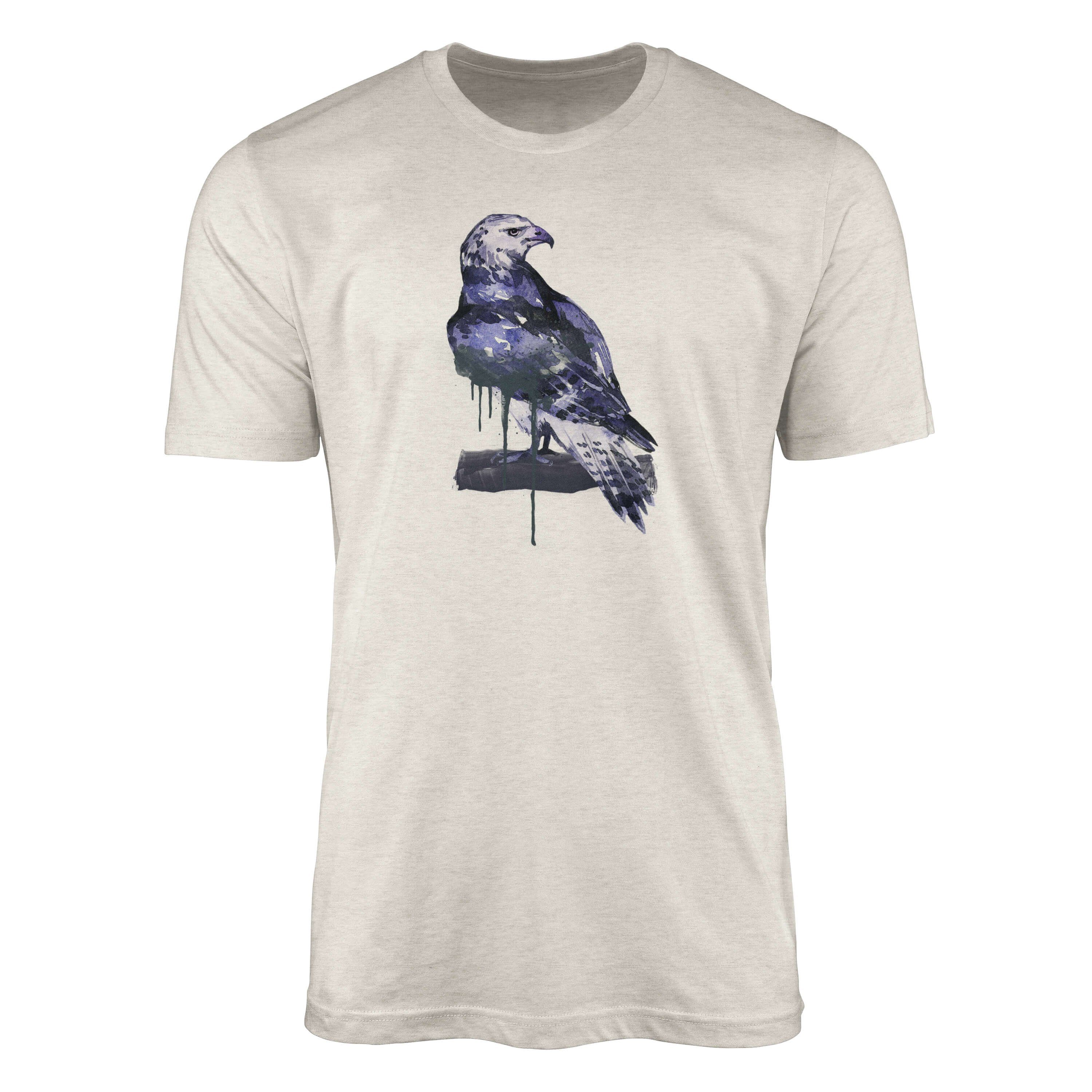 Sinus Art T-Shirt Herren Shirt Organic T-Shirt Aquarell Motiv Adler Bio-Baumwolle Ökomode Nachhaltig Farbe (1-tlg)