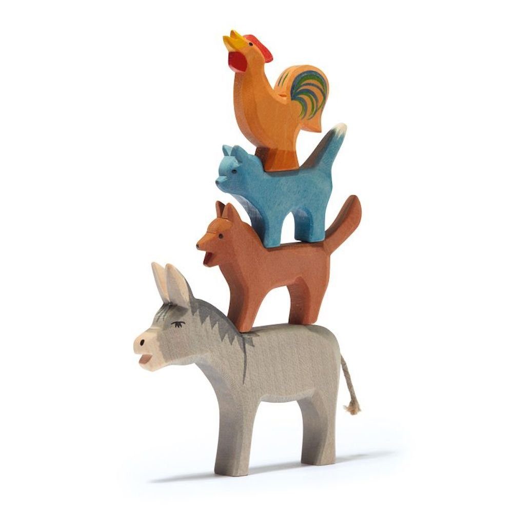 Ostheimer Spielfigur Bremer Stadtmusikanten, 4-teilig, Holzfiguren, Made in Germany, (Set, 4-tlg., 1), Liebevoll gestaltetes Unikat in reiner Handarbeit