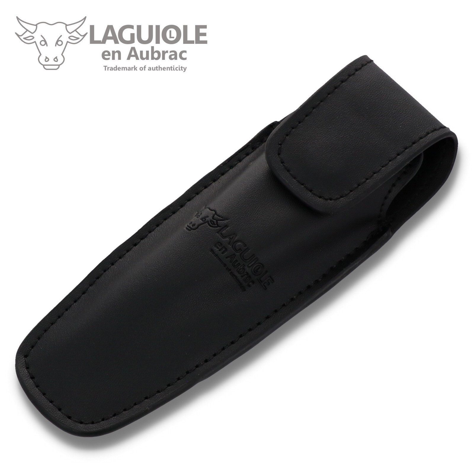Laguiole en Aubrac Messertasche ECA schwarz, Gürteletui für Laguiole Messer mit 11/12cm Grifflänge - Leder schwarz