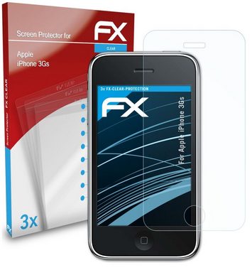 atFoliX Schutzfolie Displayschutz für Apple iPhone 3Gs, (3 Folien), Ultraklar und hartbeschichtet