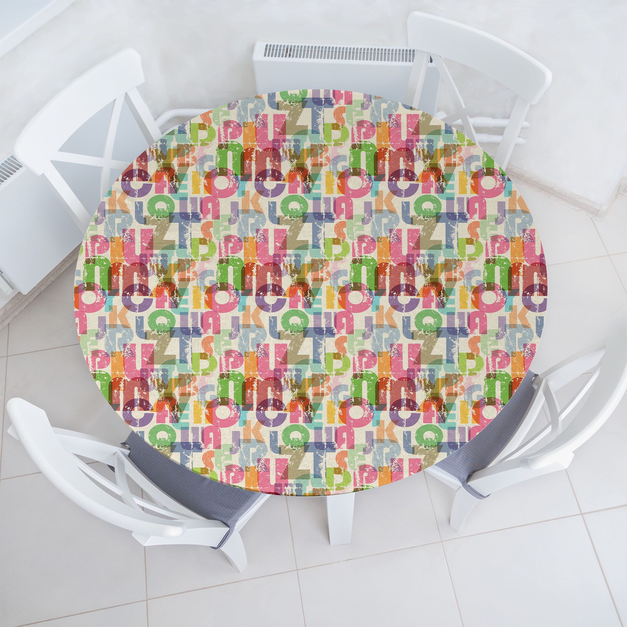 Abakuhaus Tischdecke Rundum-elastische Stofftischdecke, Alphabet Energetische ABC Silhouetten