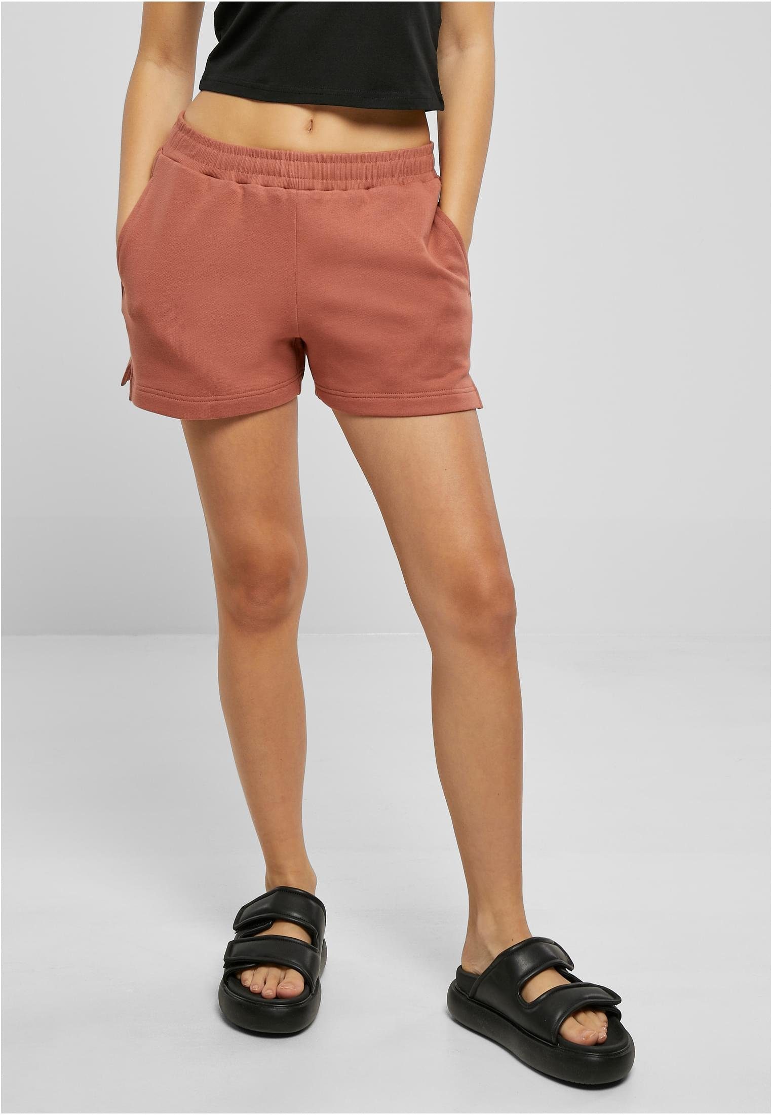 URBAN CLASSICS Sweatshorts Damen Ladies Organic Terry Shorts (1-tlg),  Seitliche Eingrifftaschen