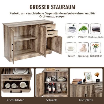 COSTWAY Küchenbuffet mit Arbeitsplatte, Schubladen&verstellbarem Regal 110cm