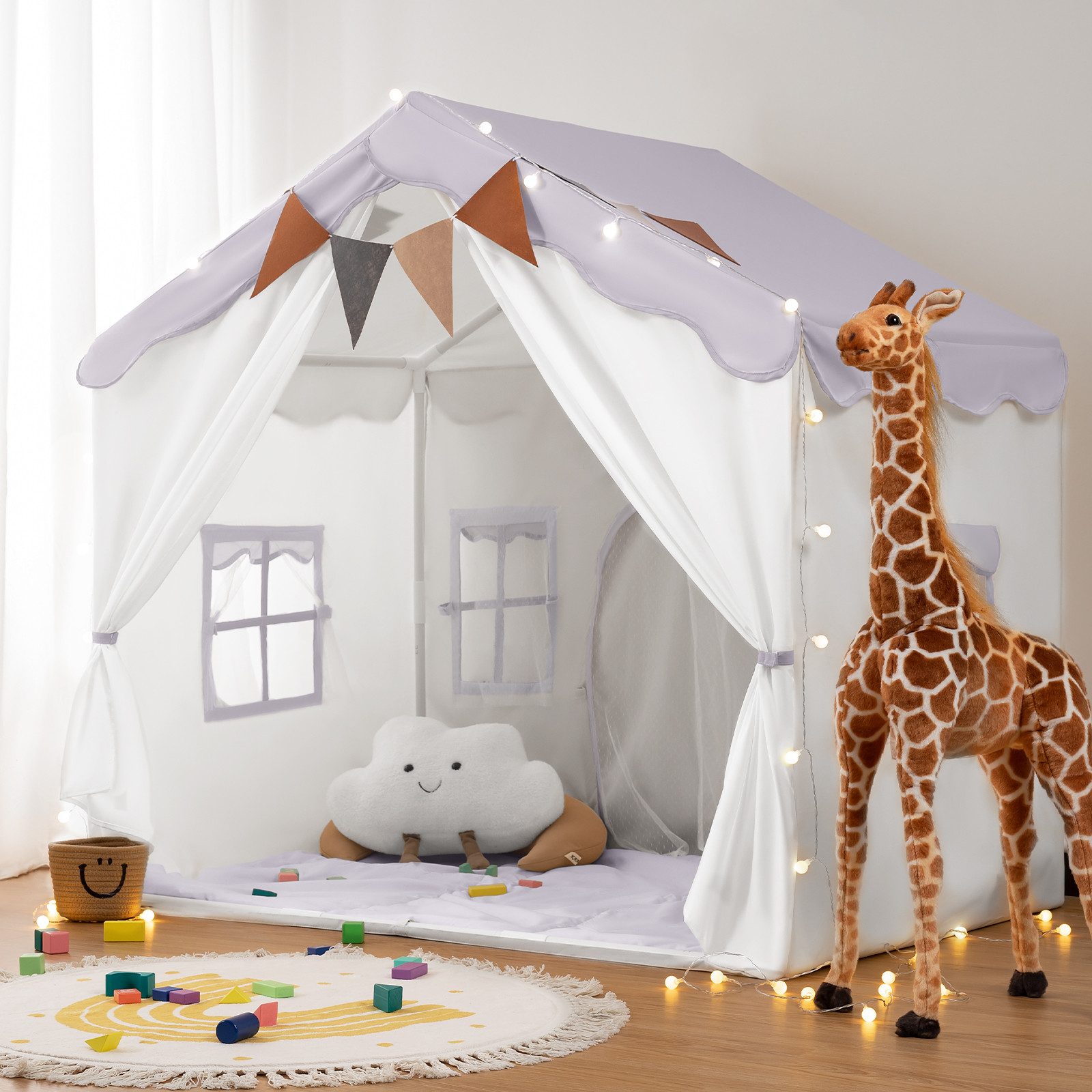 besrey Spielzelt 2 IN 1 Kinderzelt, Kinder Spielhaus Indoor mit Lichtern Pr günstig online kaufen