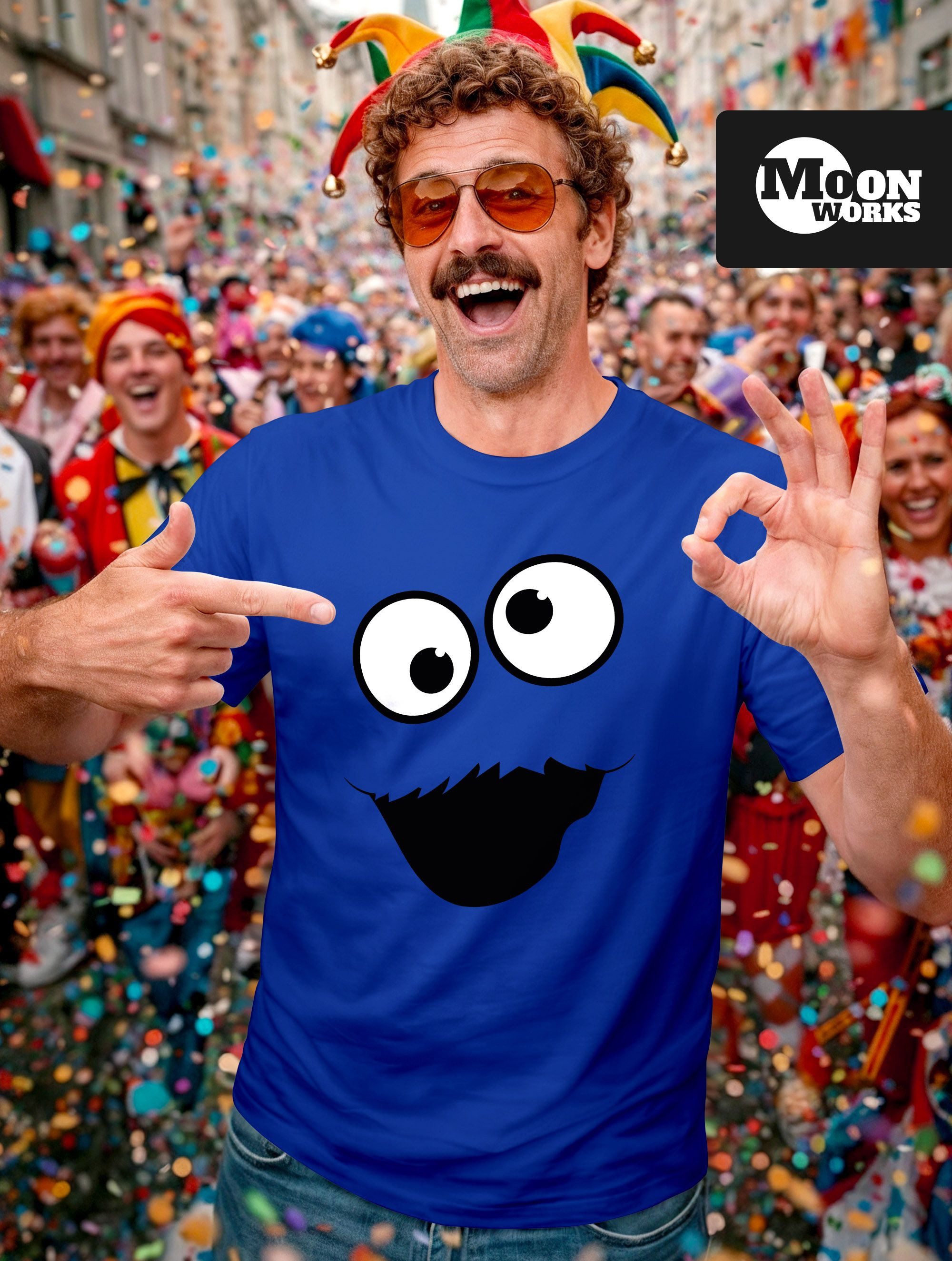 MoonWorks Print-Shirt Herren T-Shirt Fasching Karneval Keksmonster Krümel-U günstig online kaufen