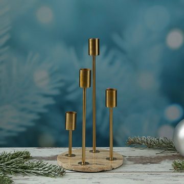 MARELIDA Kerzenständer Stabkerzenhalter Kerzenständer Marmor Kerzenhalter Advent Weihnachten (1 St)