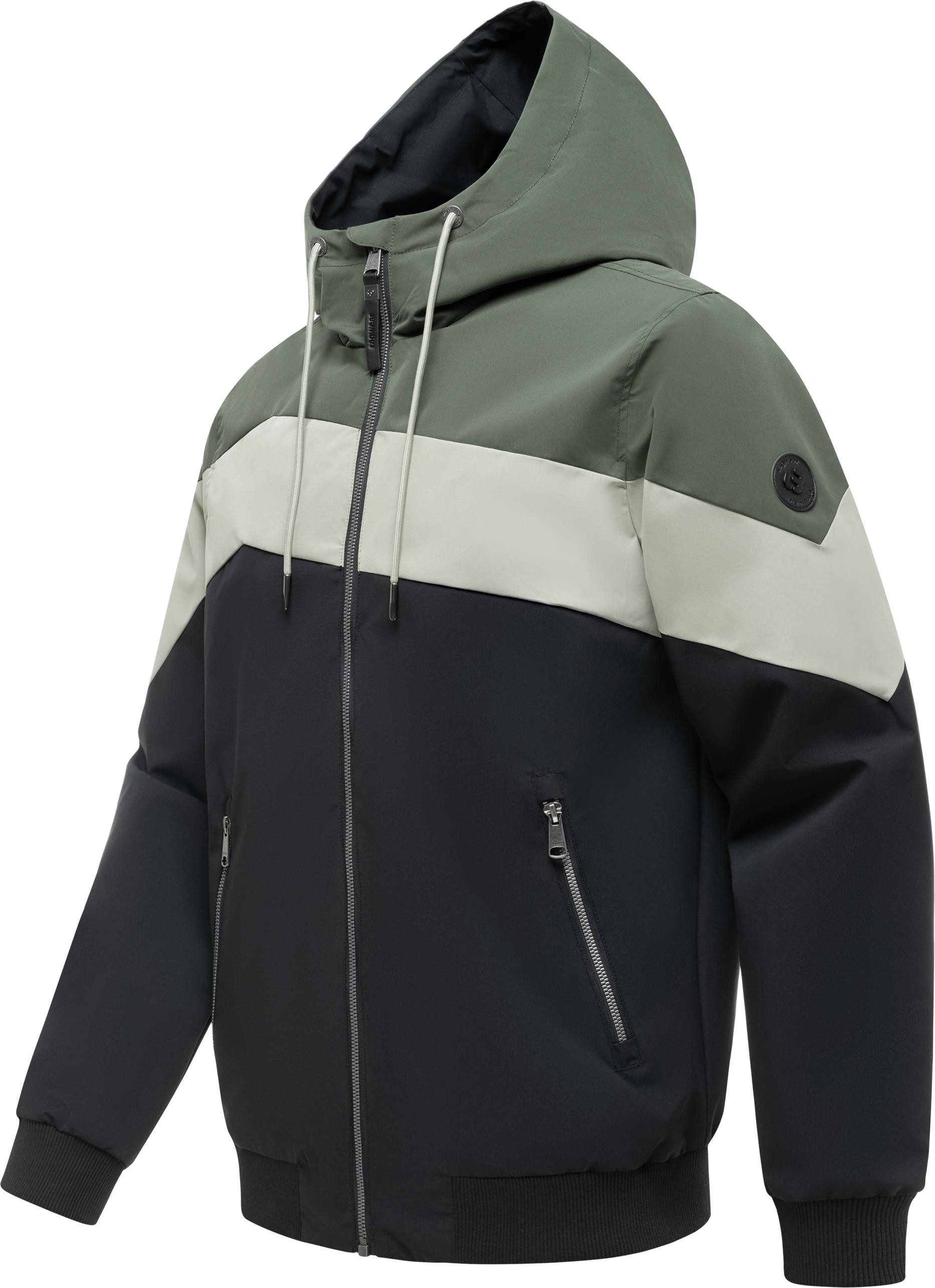 Ragwear Outdoorjacke Stewie Block YOUMODO stylische Herren Übergangsjacke mit großer Kapuze