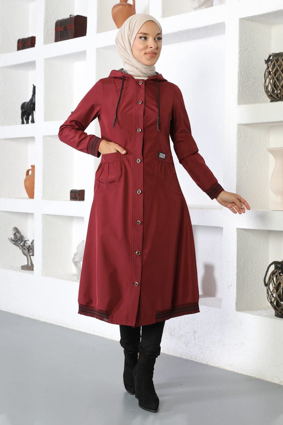 MODAMİHRAM Trenchcoat Kapuzen-Ripp-Trenchcoat