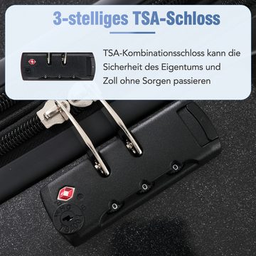 Gotagee Kofferset 3-teiliges Koffer-Set Gepäckstück Reisekoffer mit TSA-Schloss Schwarz, Rechteckige Streifen